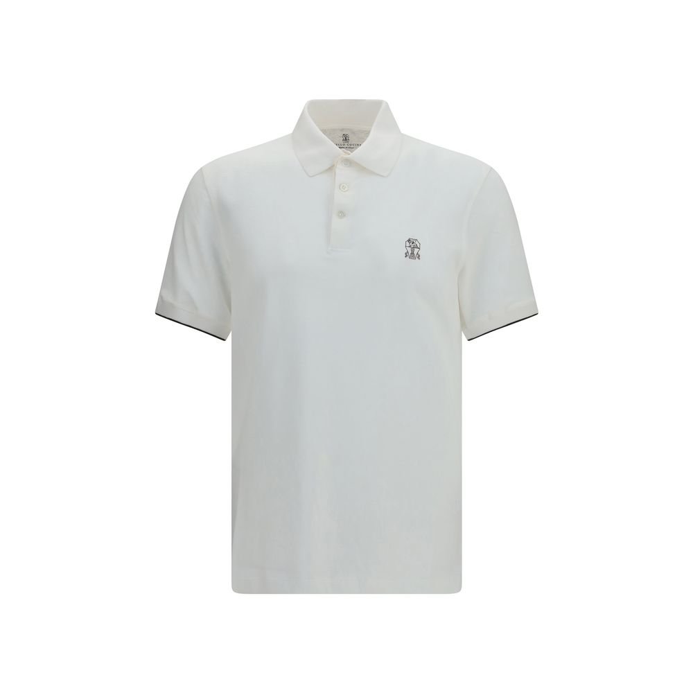 Brunello Cucinelli wit katoenen poloshirt