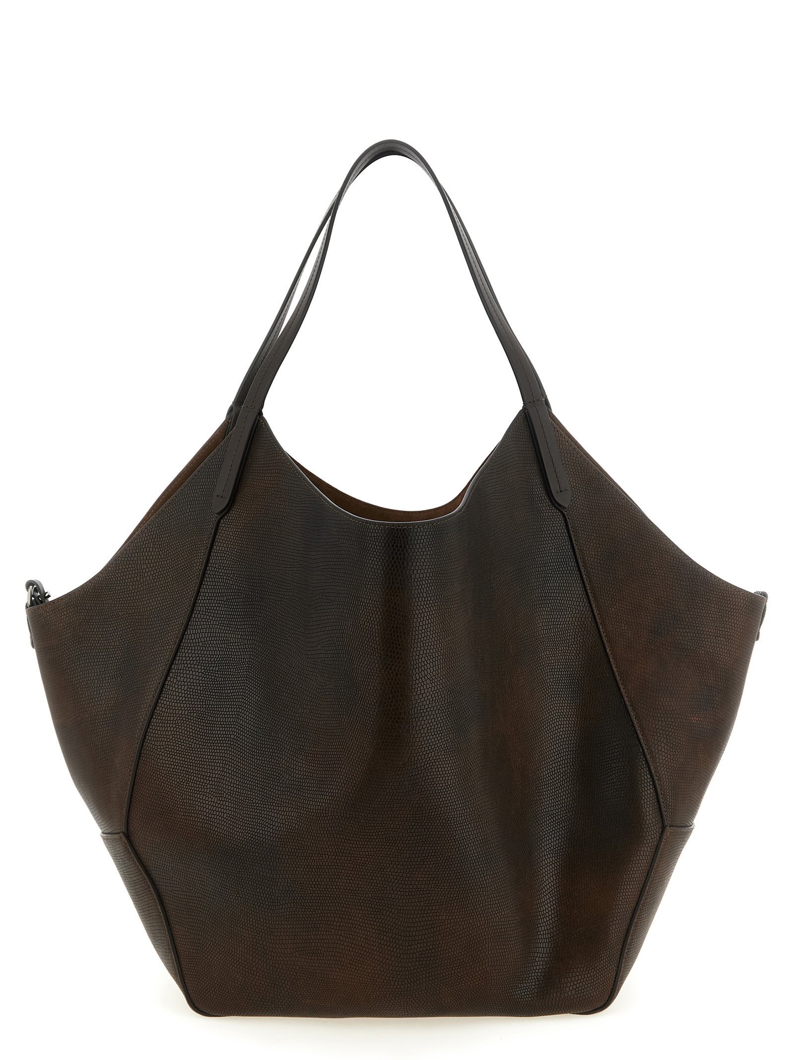 Brunello Cucinelli bruin kalfsleren Tote Bag