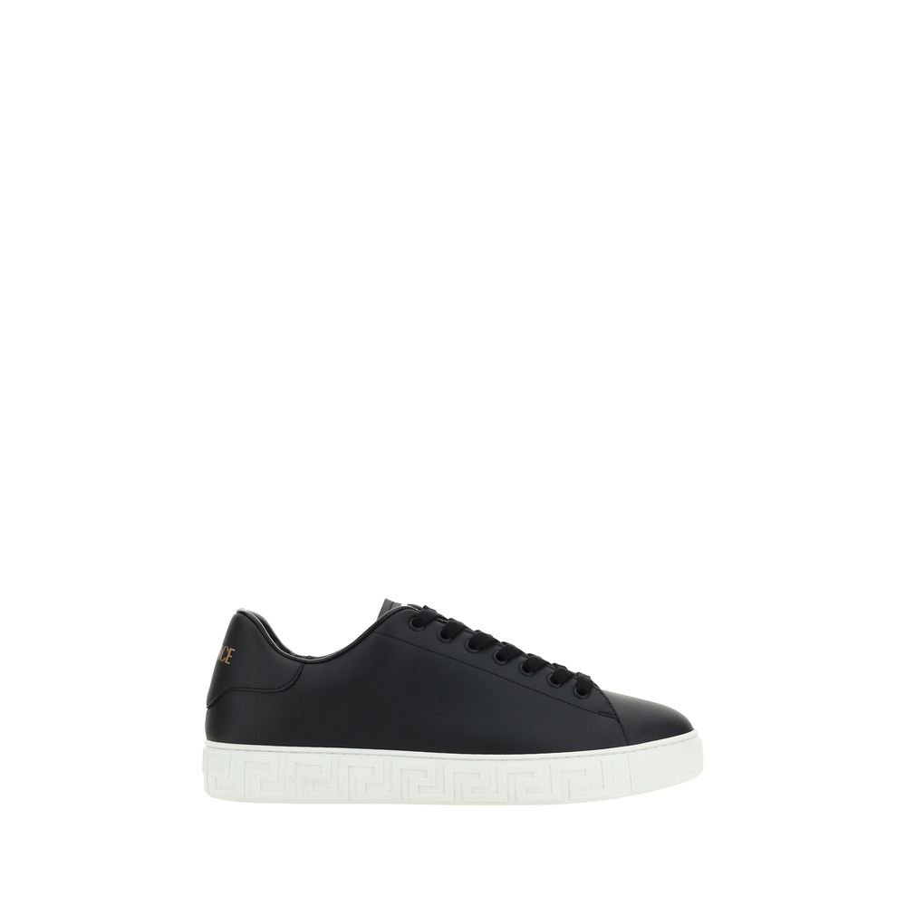 Versace zwart kalfsleren lage sneakers