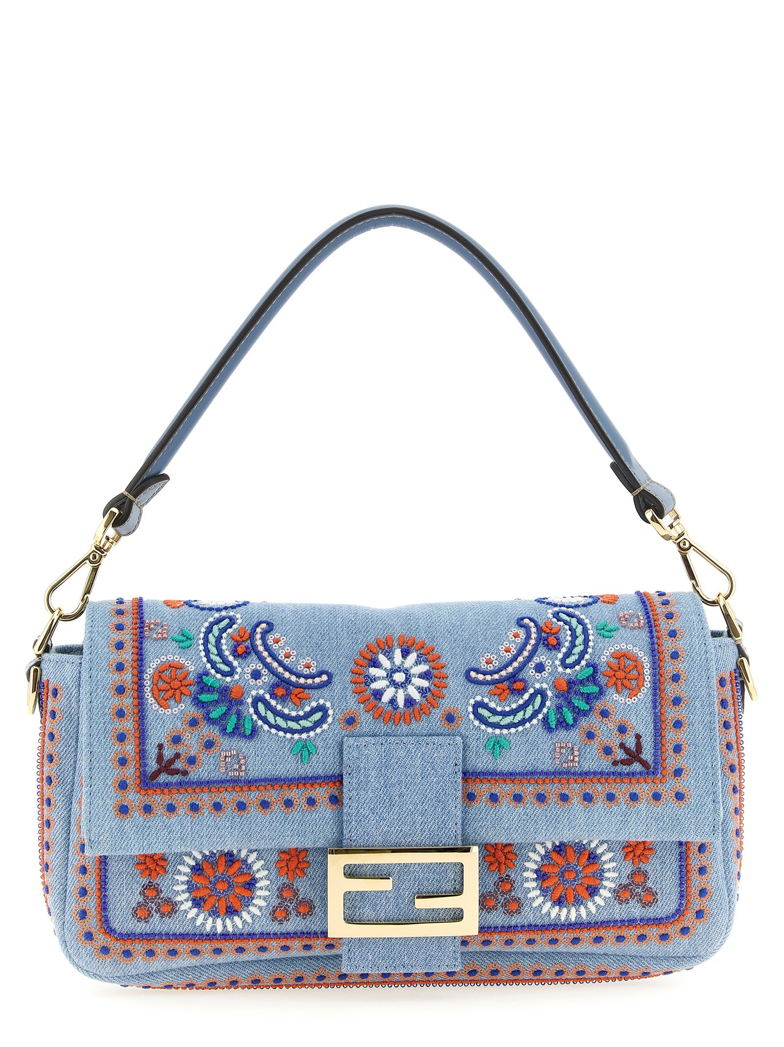 Fendi blauw katoenen schoudertas