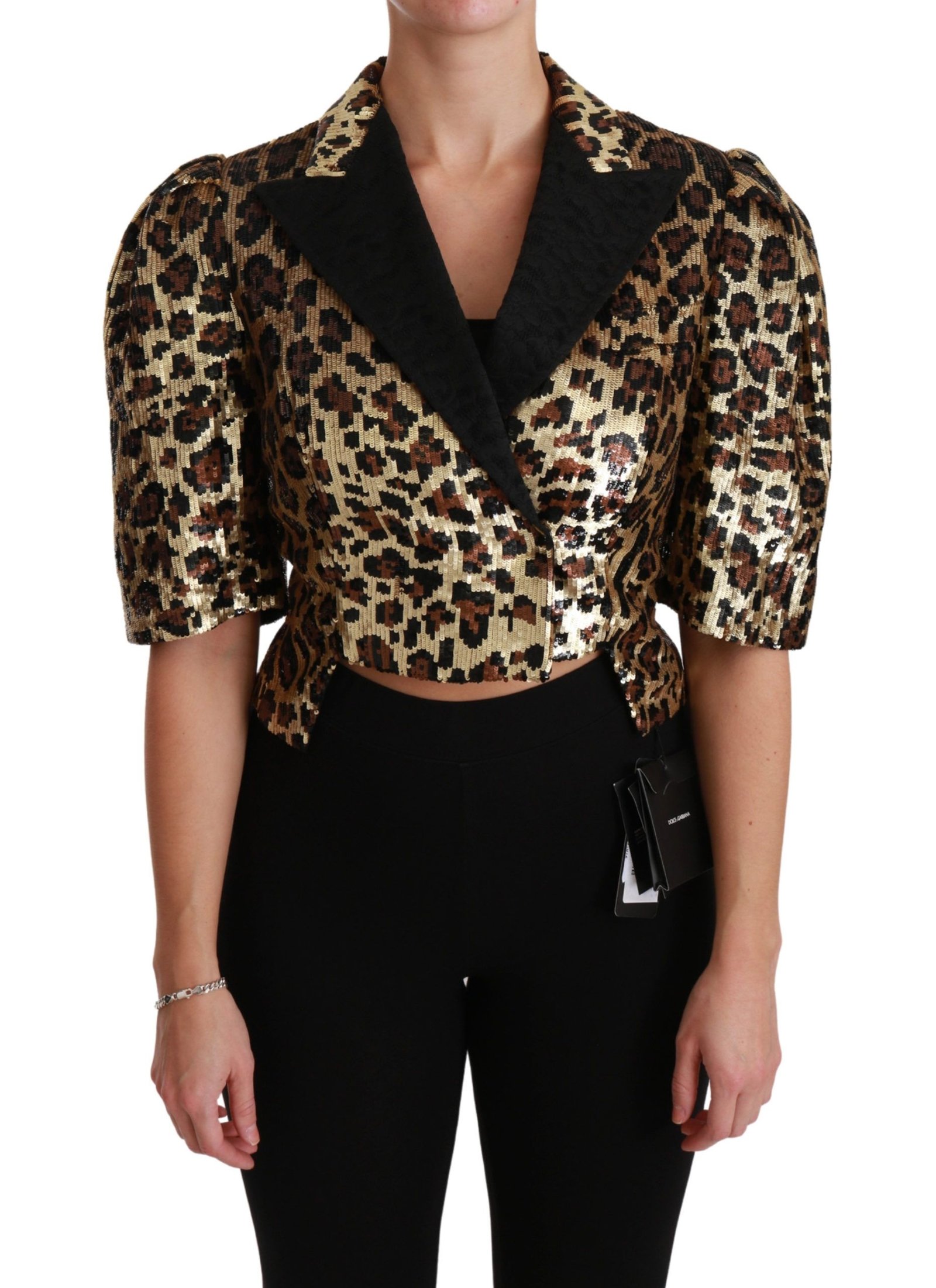 Dolce & Gabbana Blazer goudkleurig Leopard Sequined jas