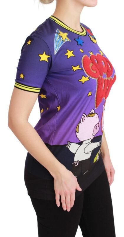 Dolce & Gabbana paars YEAR OF THE PIG top katoenen T-shirt