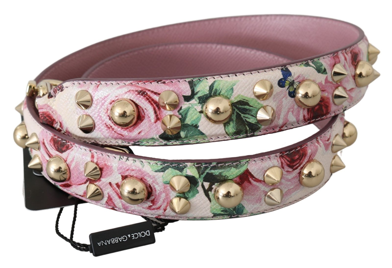 Dolce & Gabbana roze Floral leren Stud Accessory Shoulder Strap