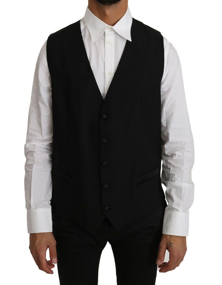 Dolce & Gabbana zwart Solid wollen zijden Vest