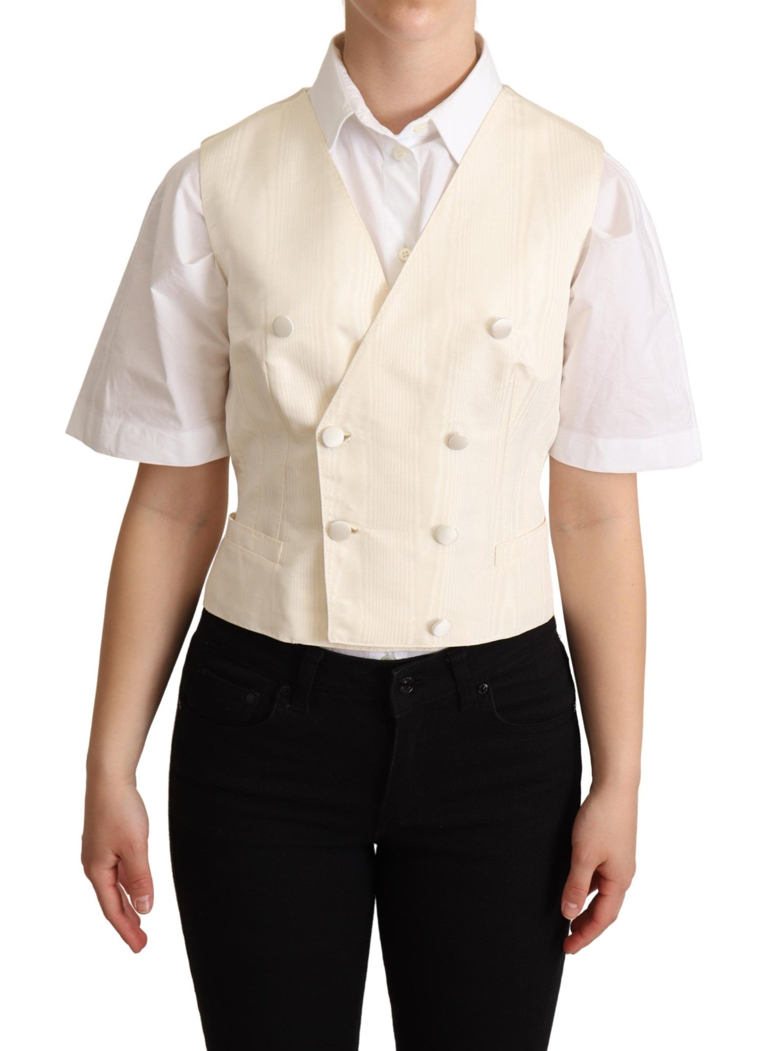 Dolce & Gabbana Beige zijden mouwloos Waistcoat Vest