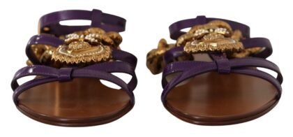 Dolce & Gabbana paars leren Devotion Flats sandalen Shoes