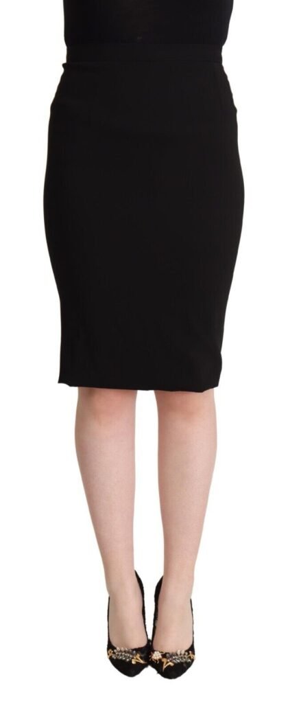 Dolce & Gabbana zwart High Waist Knee Length Pencil Cut rok