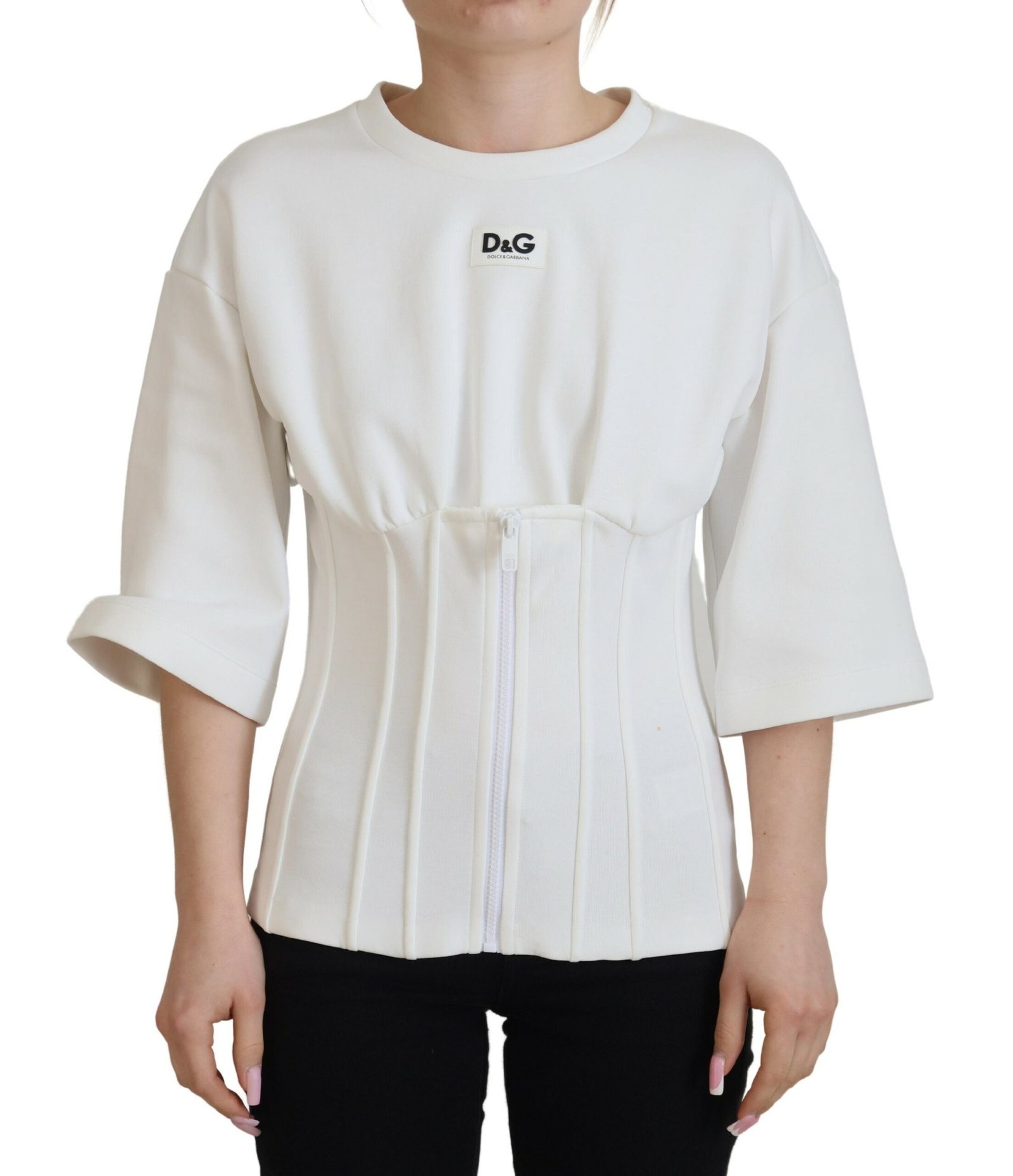 Dolce & Gabbana wit Corset Stretch katoenen top T-shirt