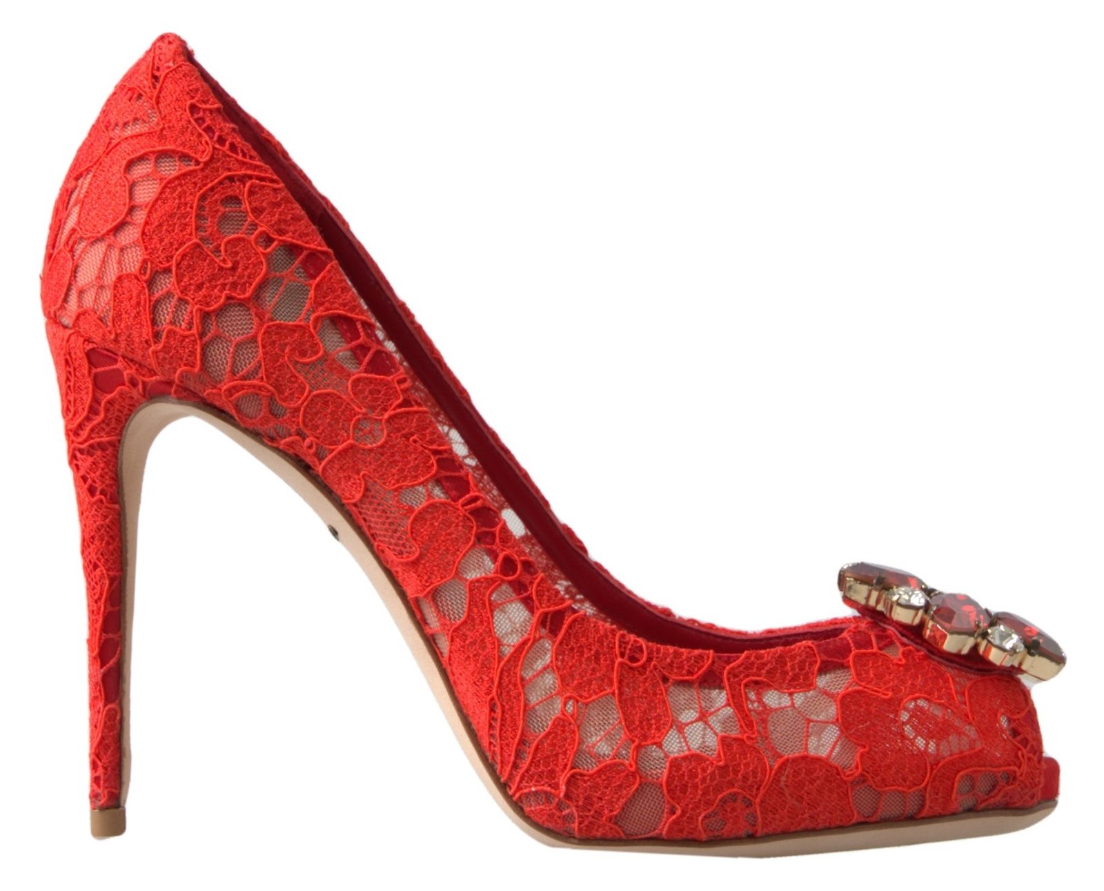 Dolce & Gabbana rood Taormina Lace Crystal Heels pumps Shoes