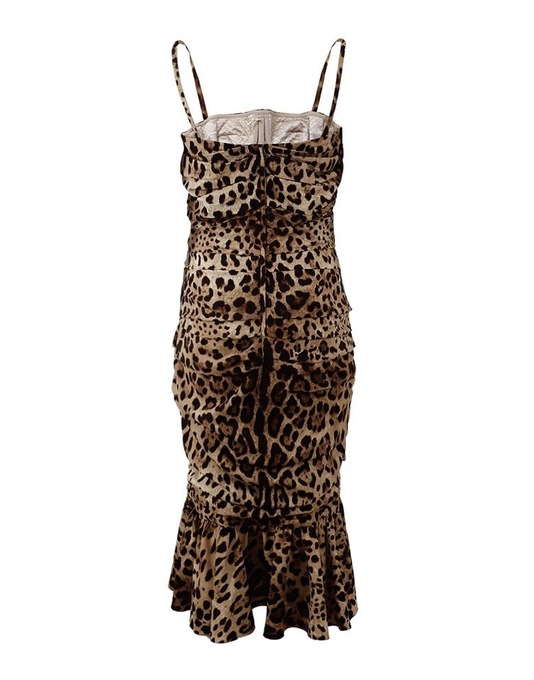 Dolce & Gabbana bruin Leopard Print Ruched Midi jurk