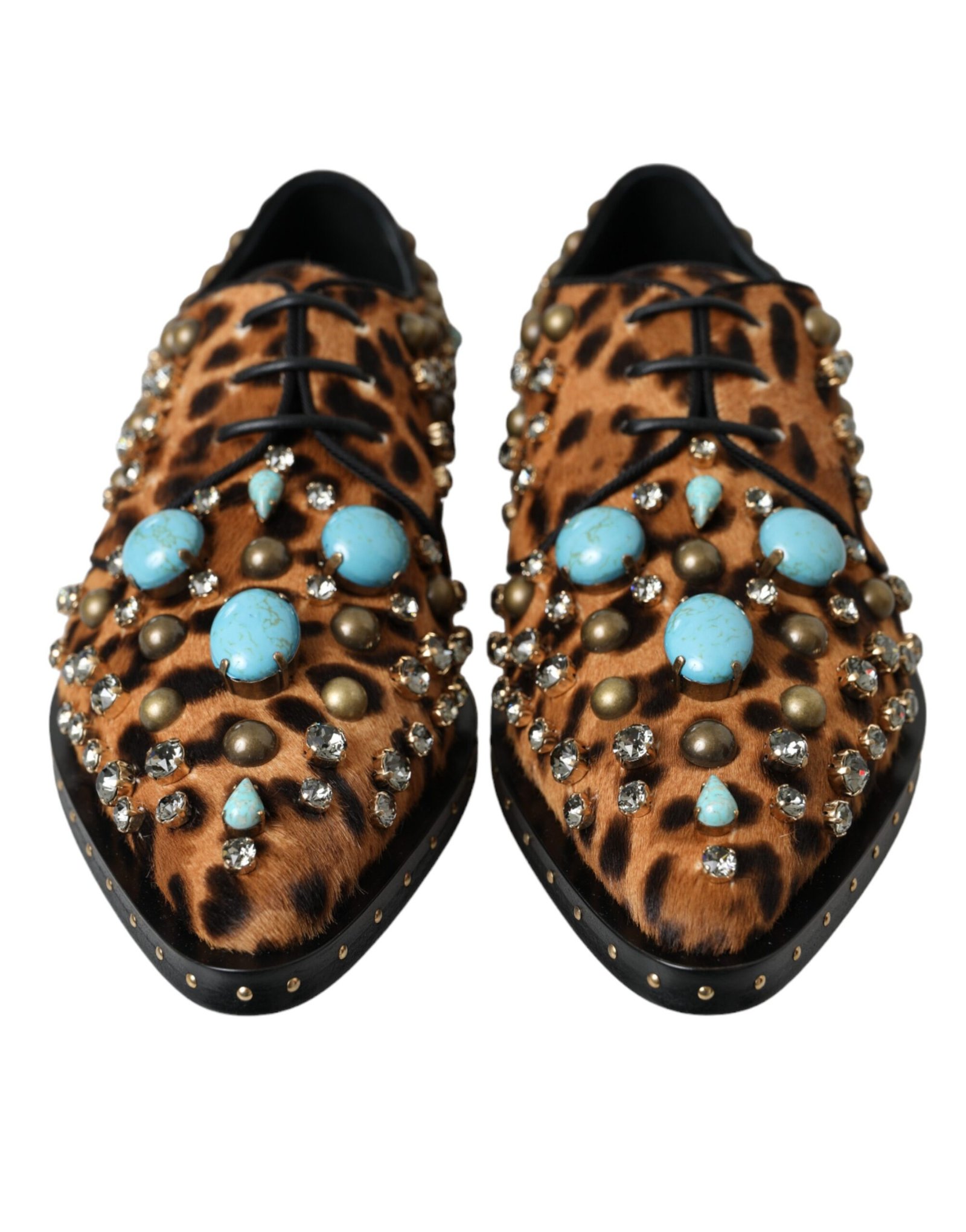Dolce & Gabbana bruin Leopard Hair Crystal jurk Broque Shoes