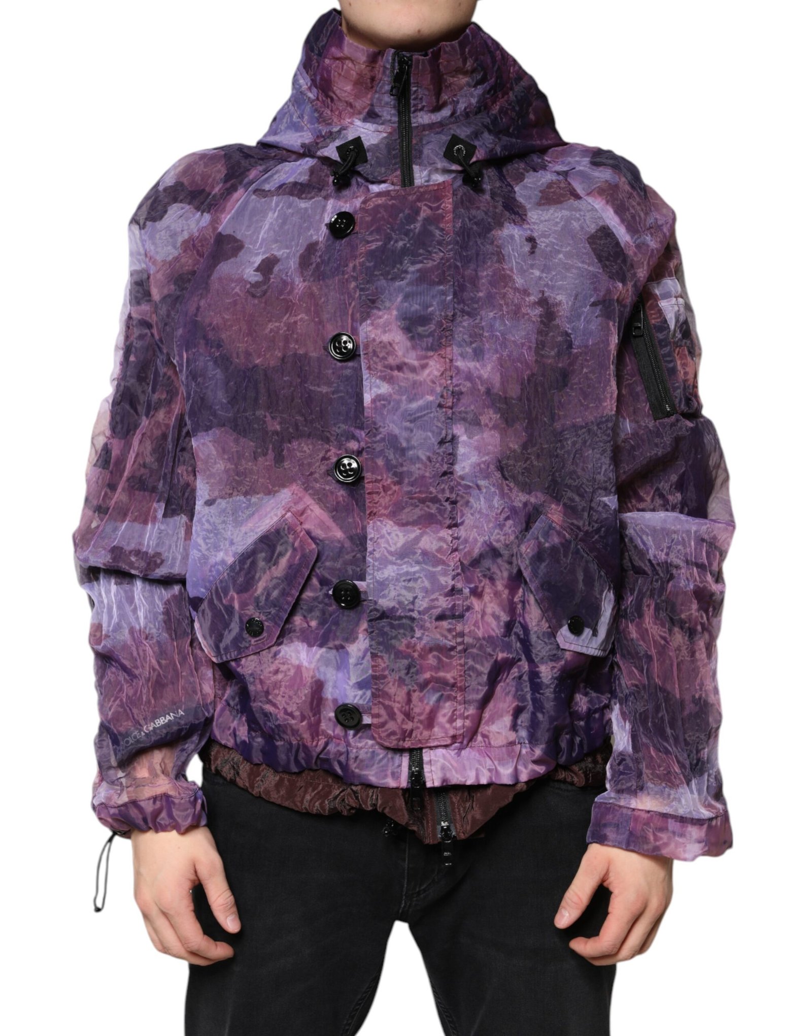 Dolce & Gabbana paars Camouflage Hooded heren Blouson jas