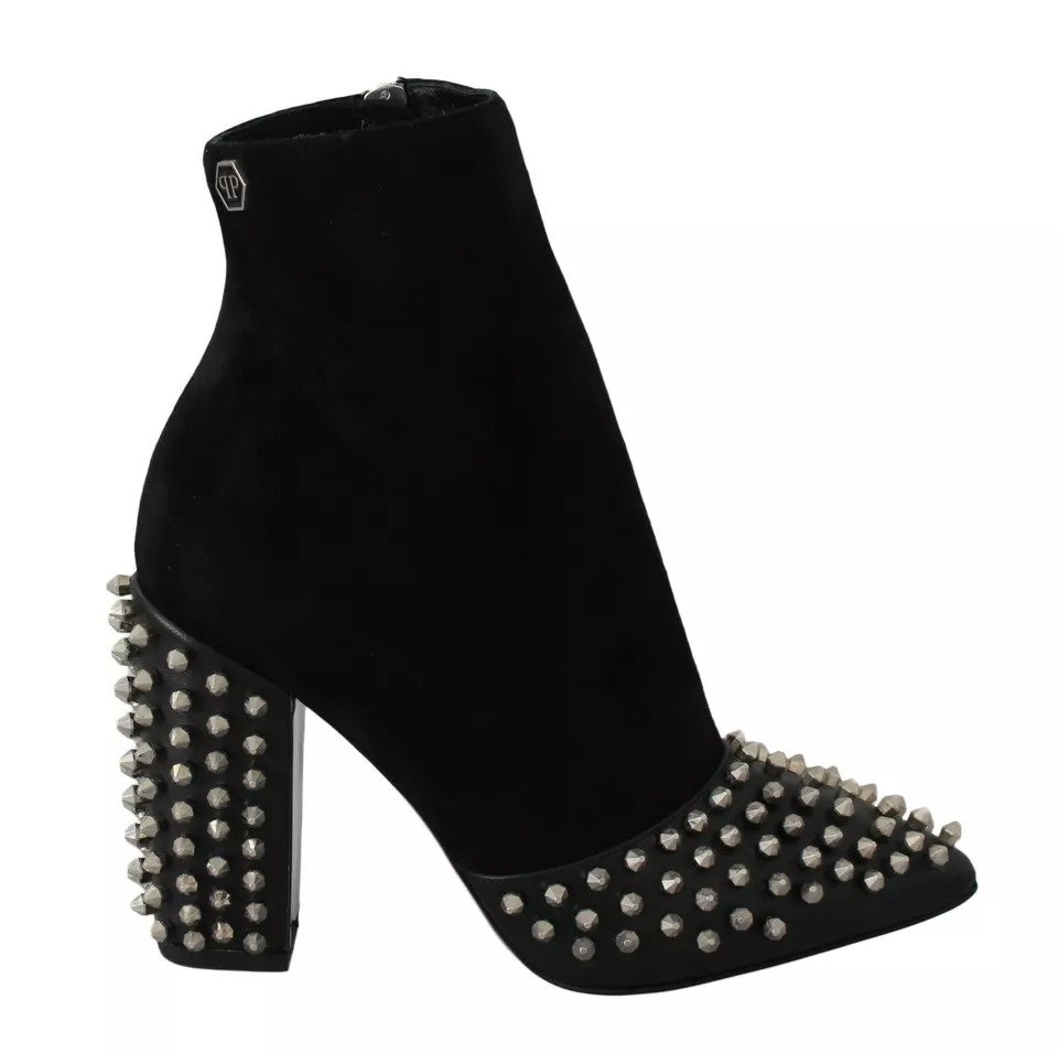 zwart suède Studded Heels enkellaarsjes Shoes