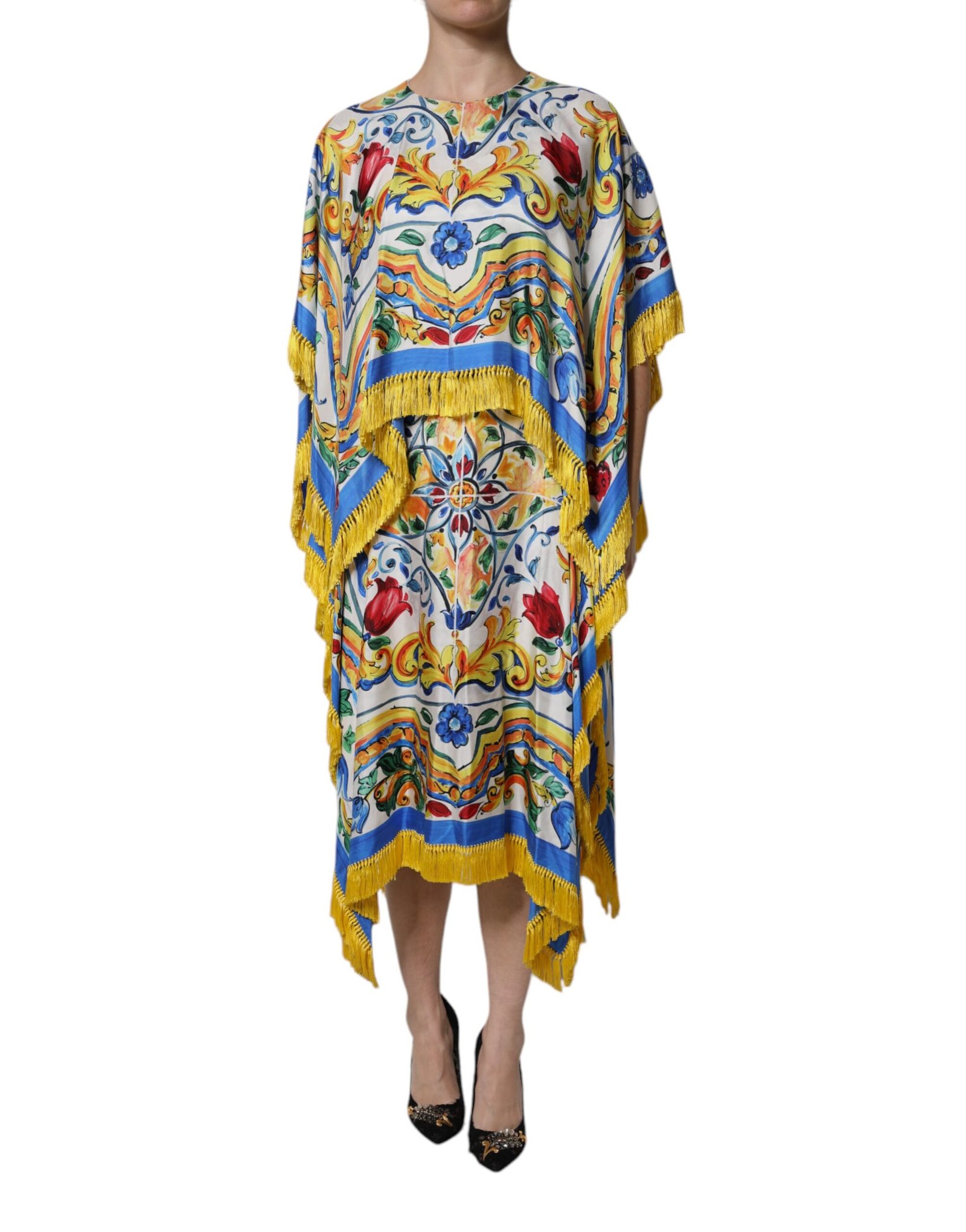Dolce & Gabbana meerkleurig Majolica Kaftan korte mouwen Maxi jurk