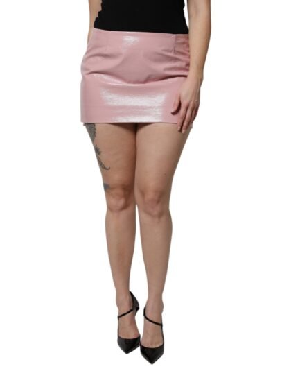 Dolce & Gabbana Glossy roze katoenen High Waist Mini rok