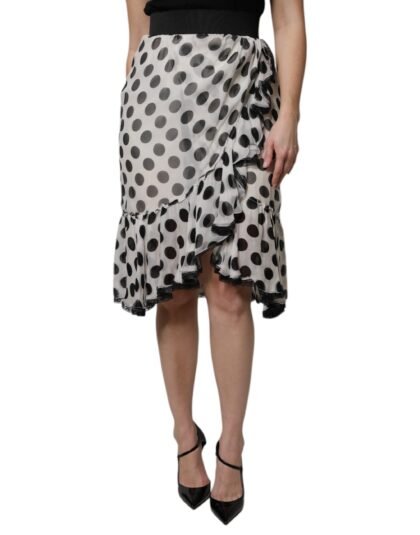 Dolce & Gabbana wit zwart Polka Dots Knee Length rok