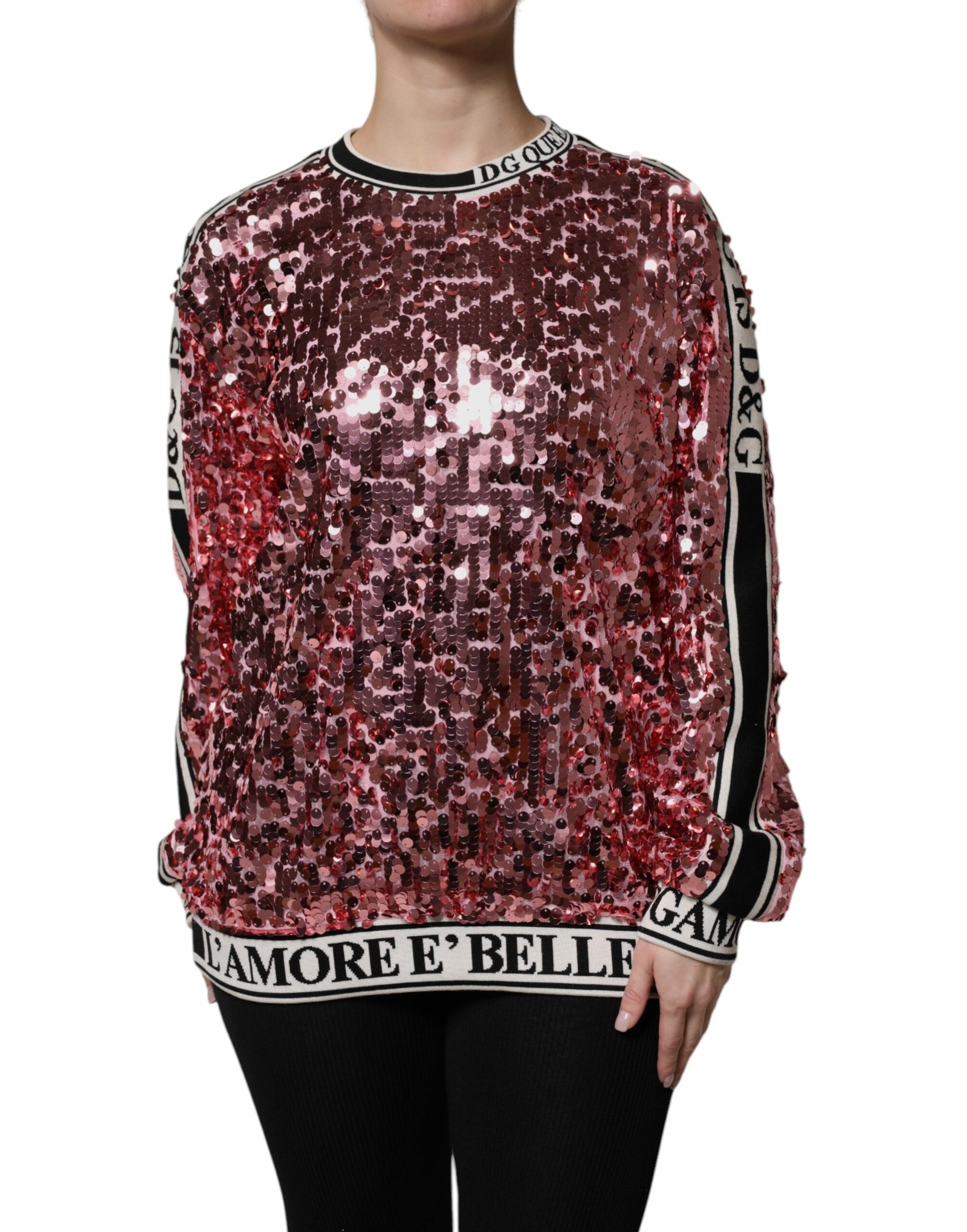 Dolce & Gabbana roze DG Queen Sequin Pullover trui