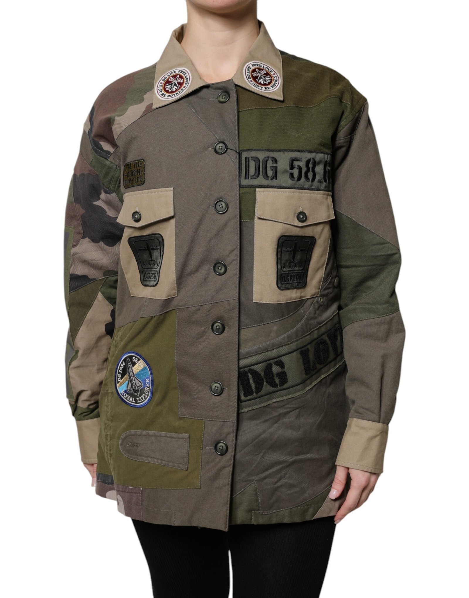 Dolce & Gabbana Military groen katoenen Button Down jas