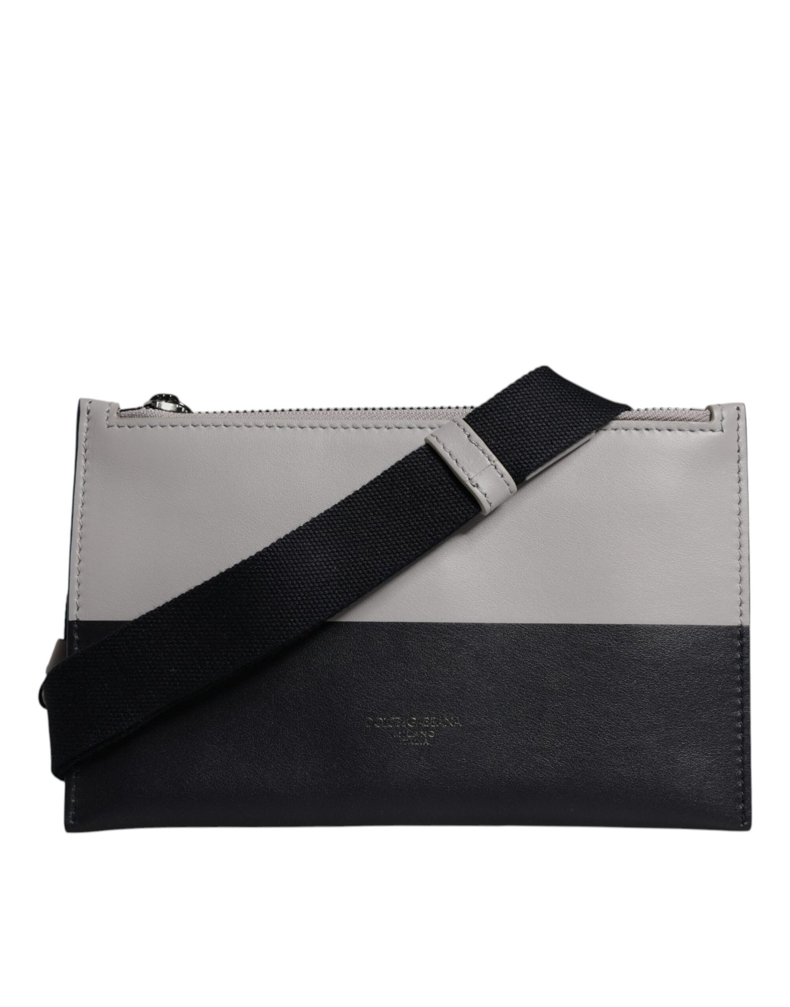 Dolce & Gabbana zwart wit leren Logo Embossed Crossbody Bag