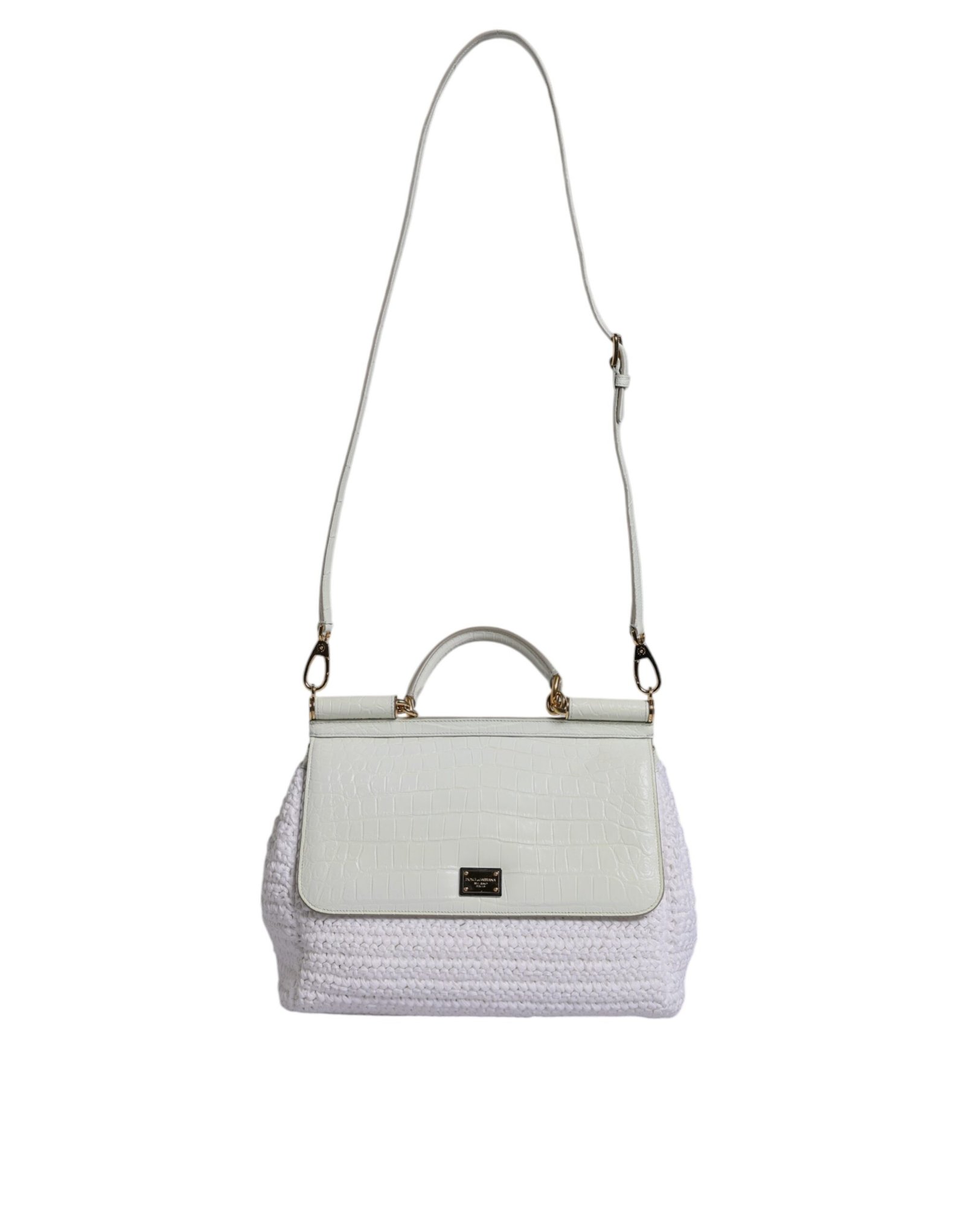 Dolce & Gabbana wit Rafia leren top Handle Crossbody Bag