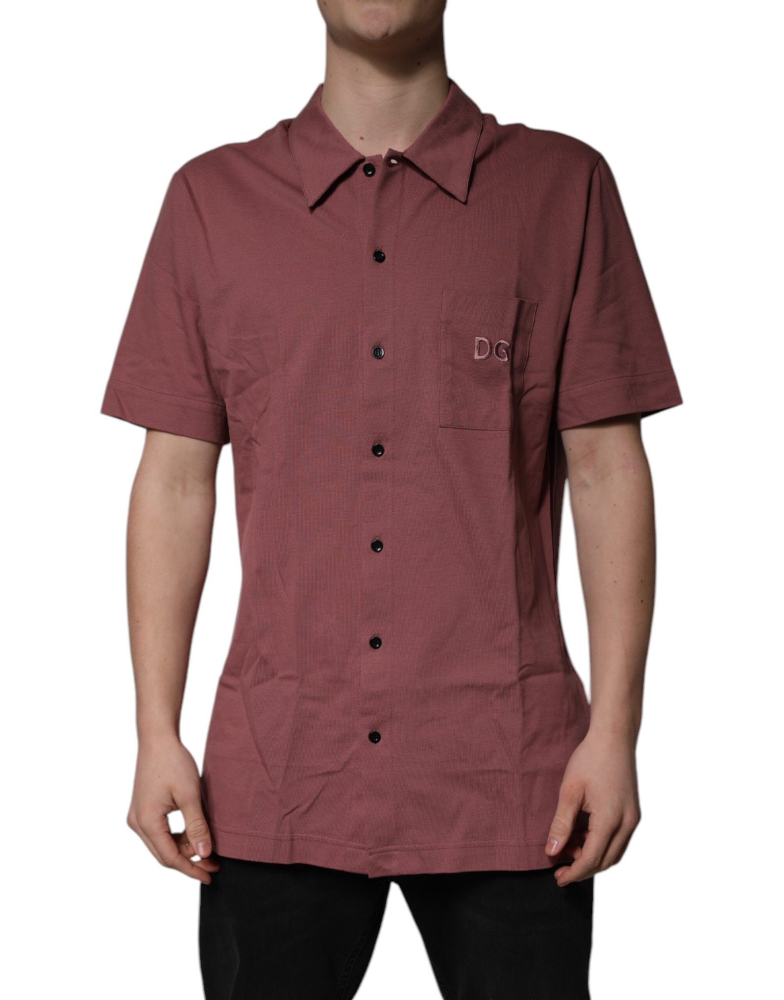 Dolce & Gabbana Dark roze Button Down Casual Polo heren overhemd