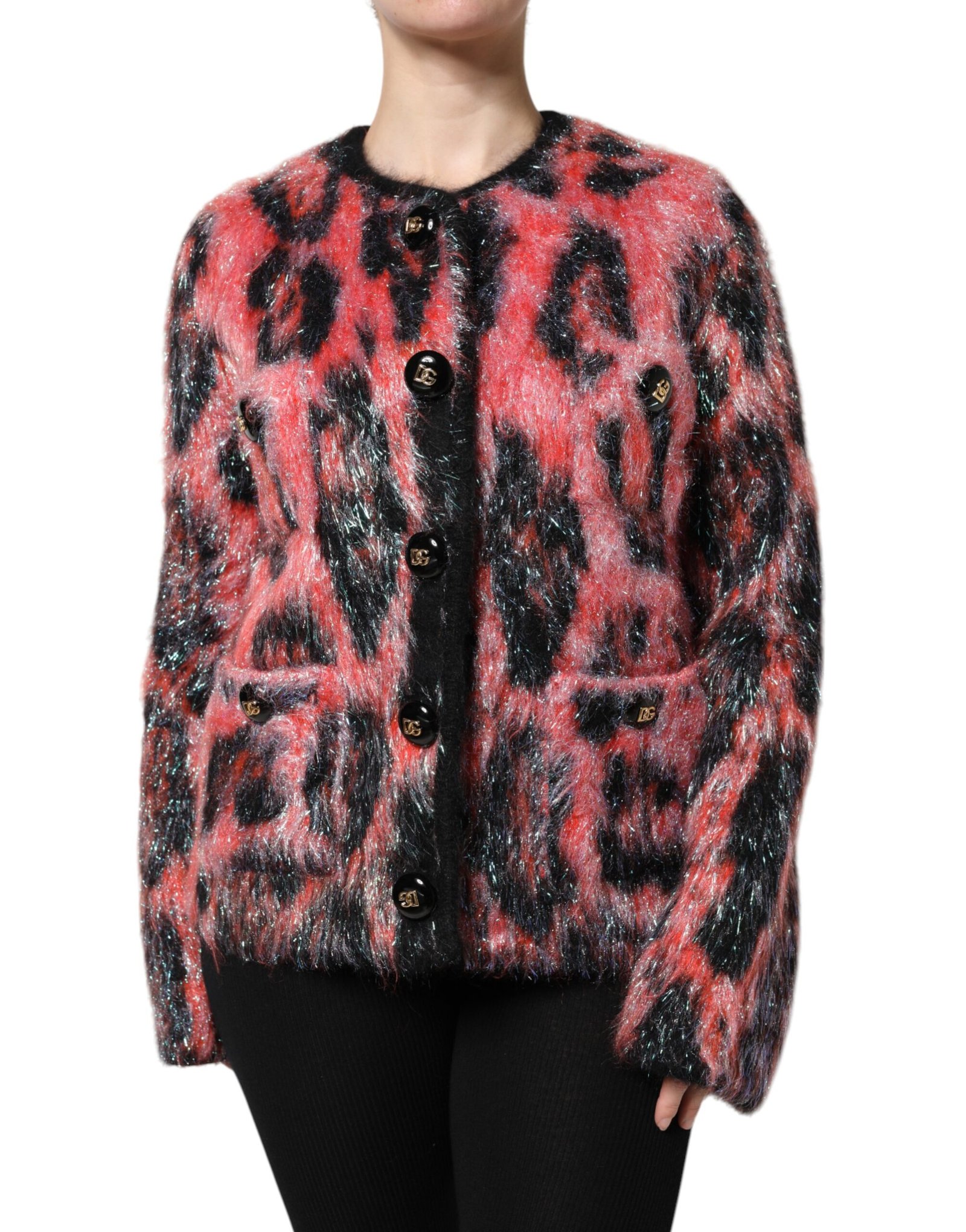 Dolce & Gabbana rood Mohair wollen Button Down vest trui