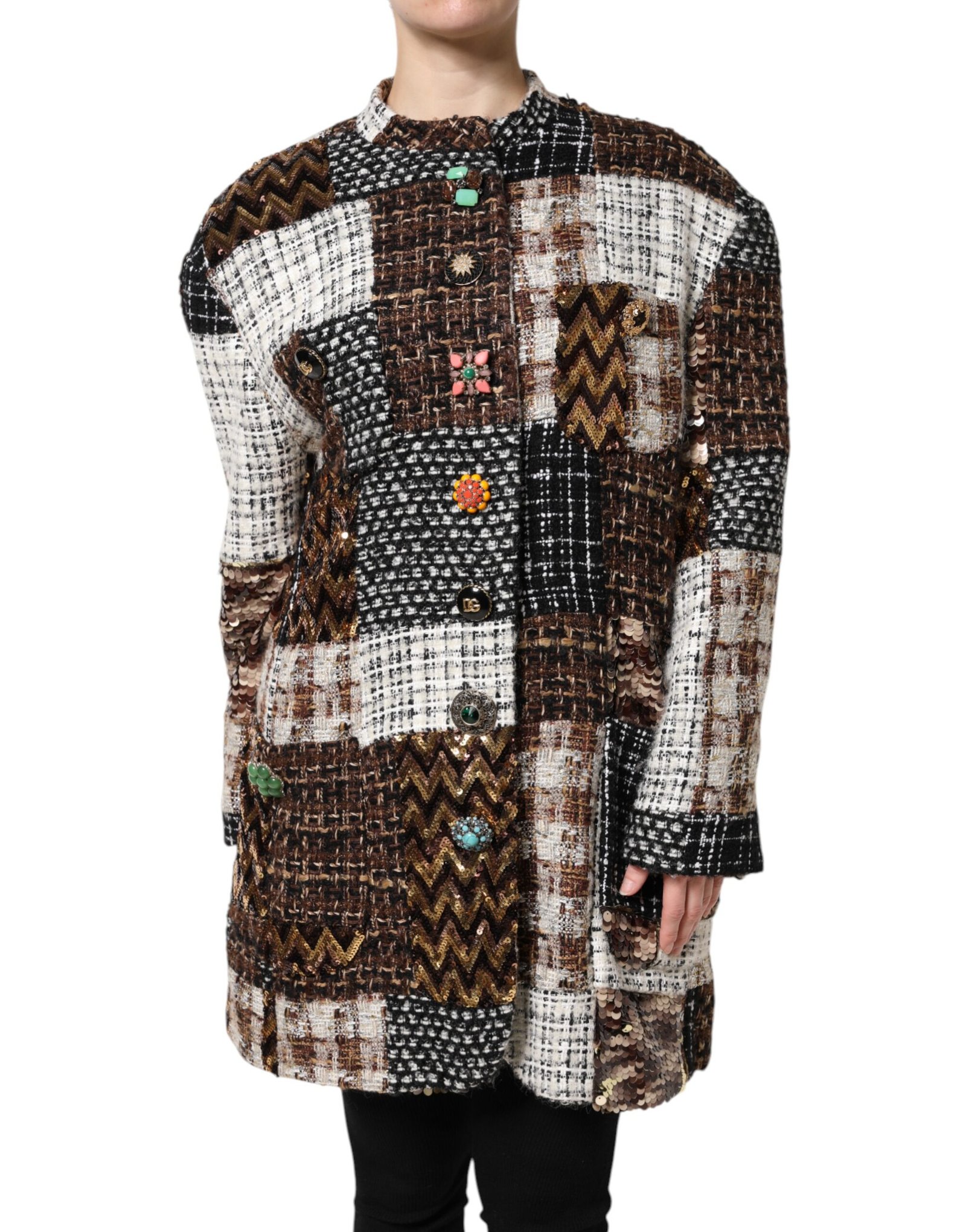 Dolce & Gabbana meerkleurig Patchwork Button Down jas
