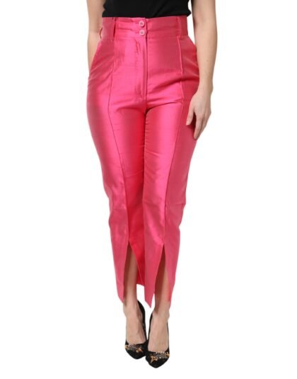 Dolce & Gabbana roze zijden High Waist Tapered broek