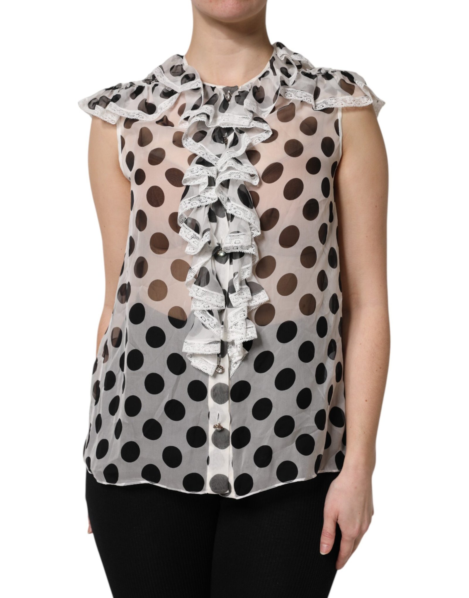 Dolce & Gabbana wit zwart Polka Dot katoenen mouwloos top