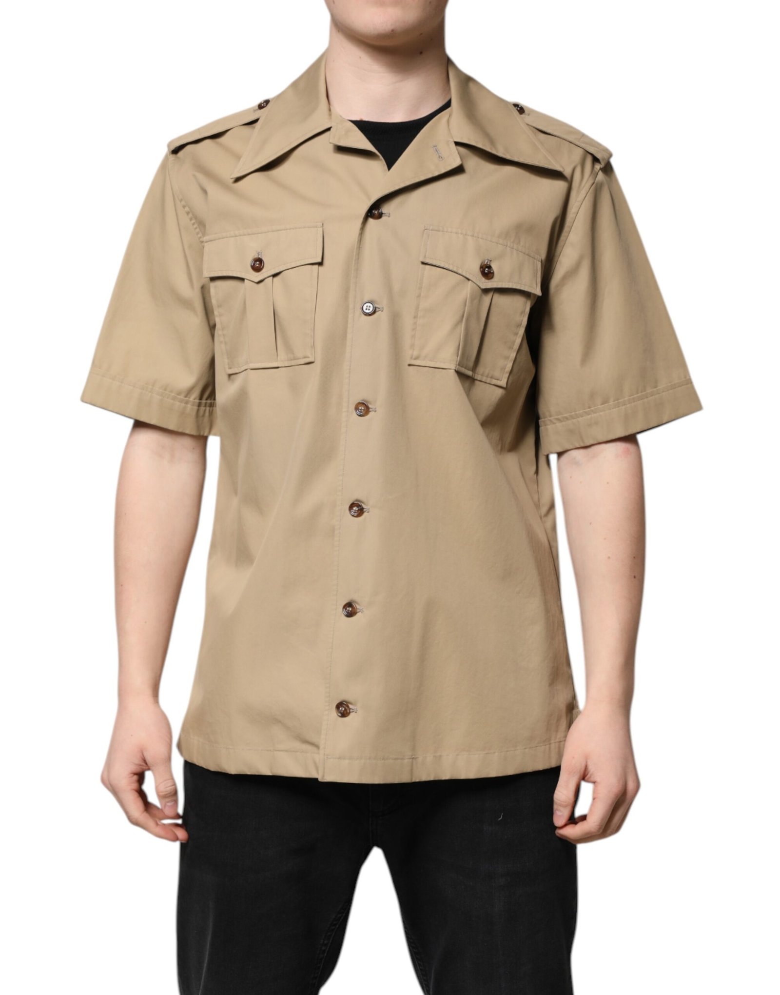 Dolce & Gabbana bruin Graphic Print korte mouwen overhemd