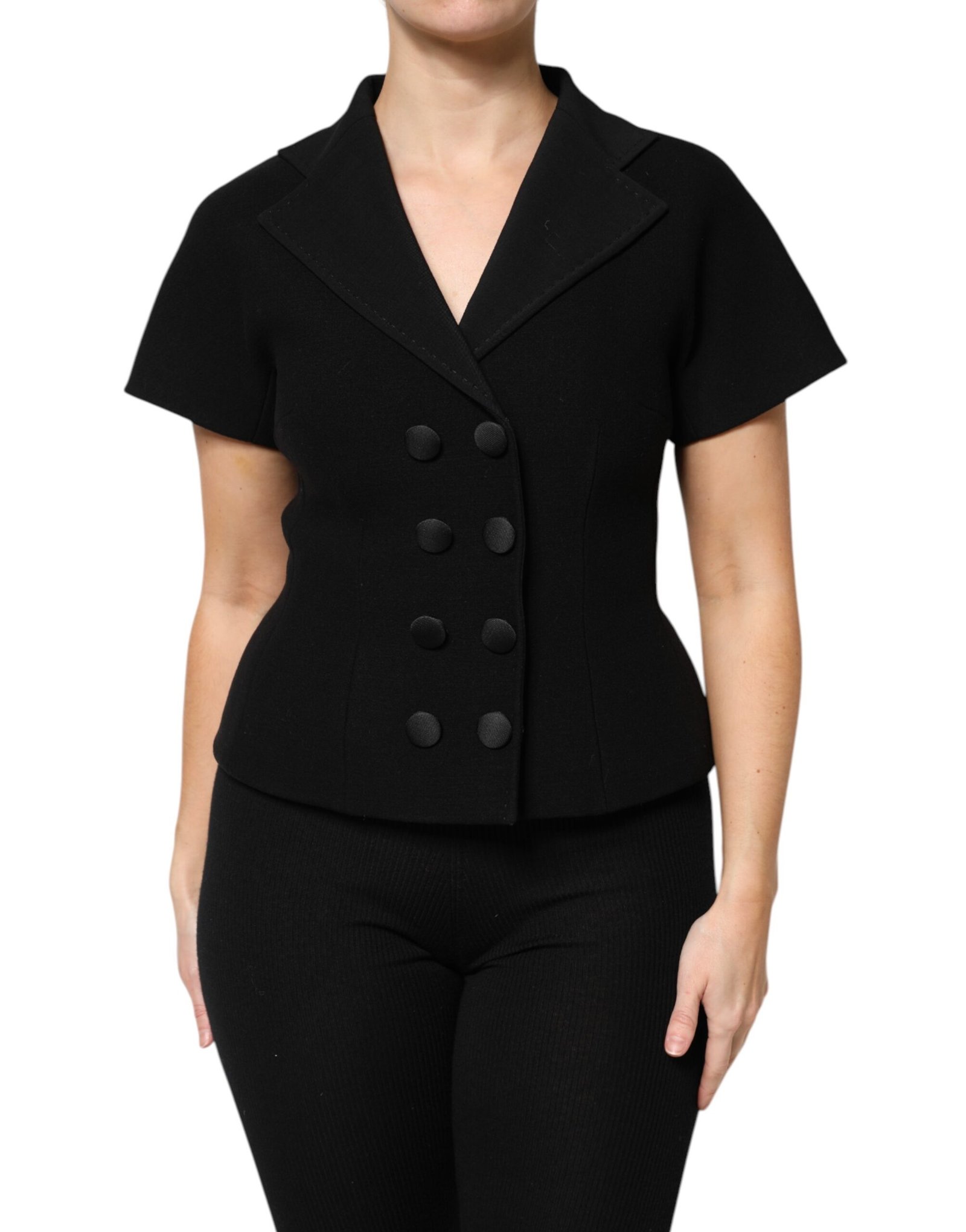 Dolce & Gabbana zwart wollen Double Breasted mantel jas