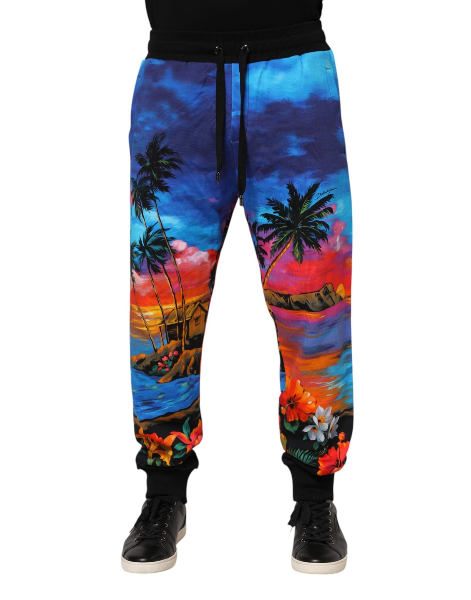 Dolce & Gabbana blauw Hawaiian Print Jogger Sweatpants broek