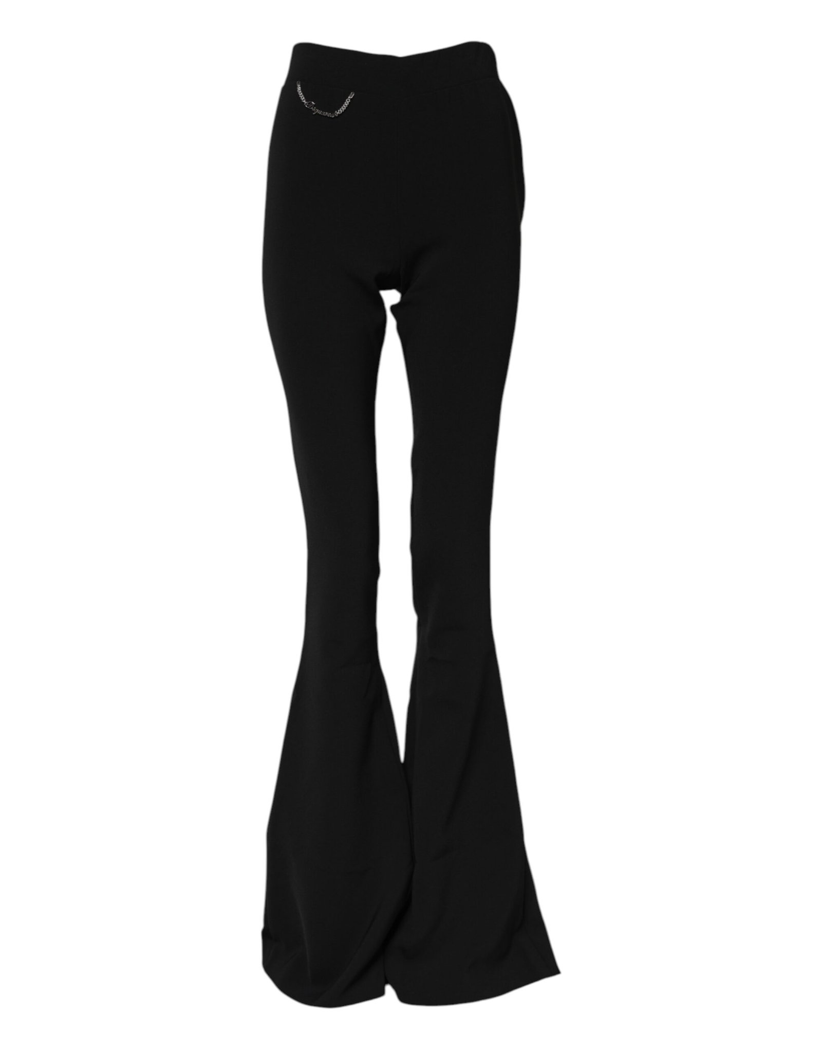 zwart polyester High Waisted flared broek