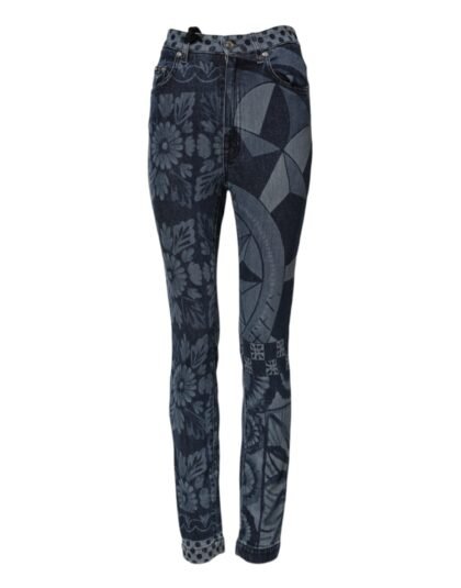 Dolce & Gabbana blauw Graphic Print katoenen Skinny Denim jeans