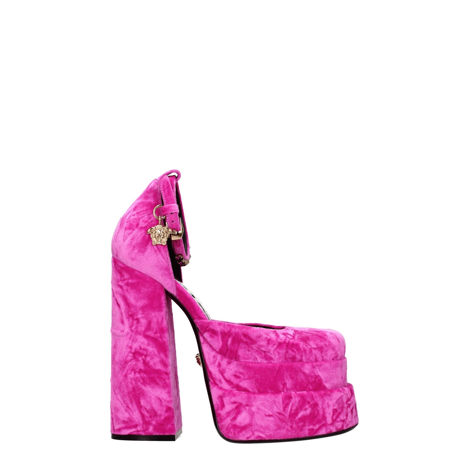 Versace roze Velvet Platform sandalen