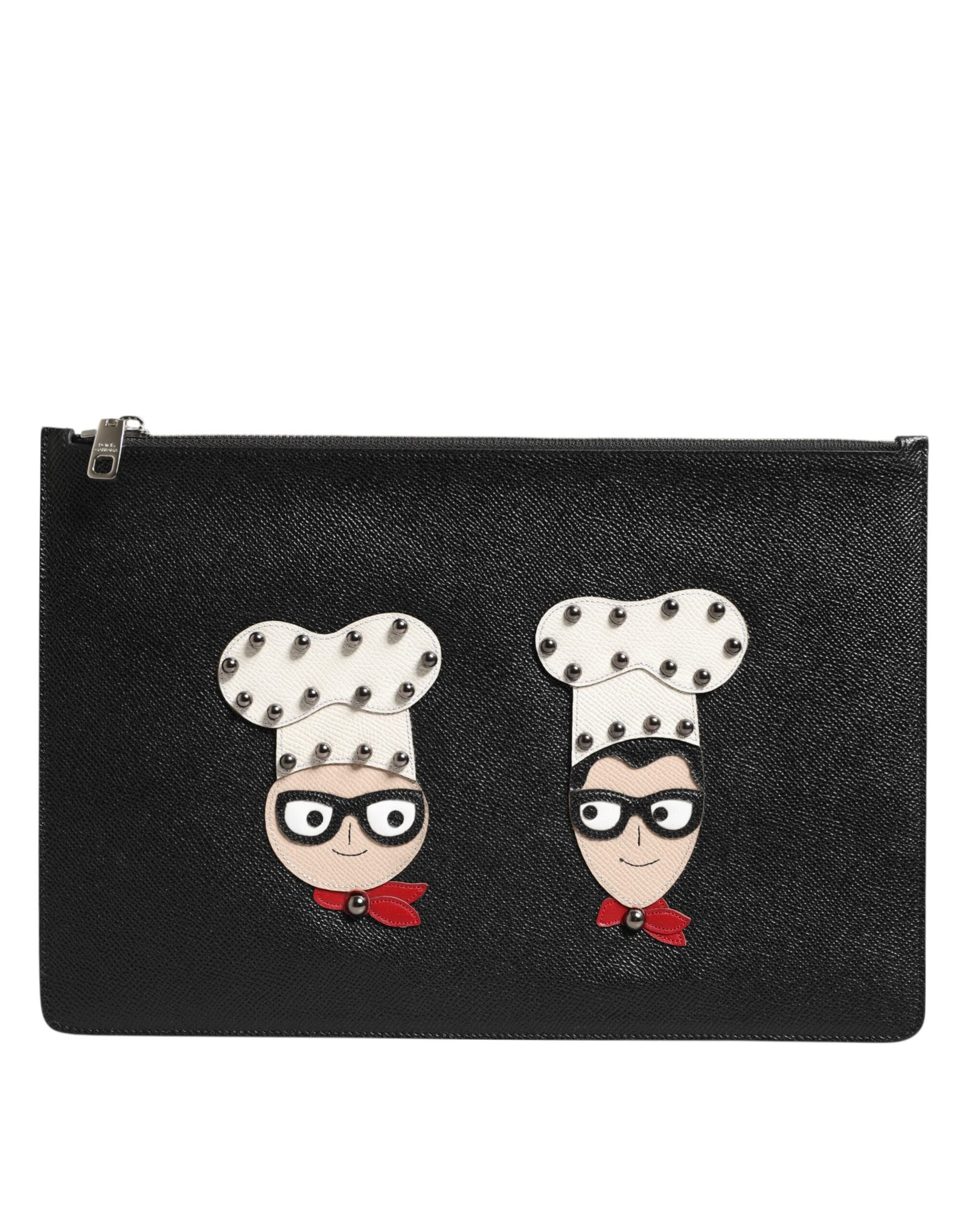 Dolce & Gabbana zwart leren #DGFAMILY Embellished heren Clutch Pouch Bag