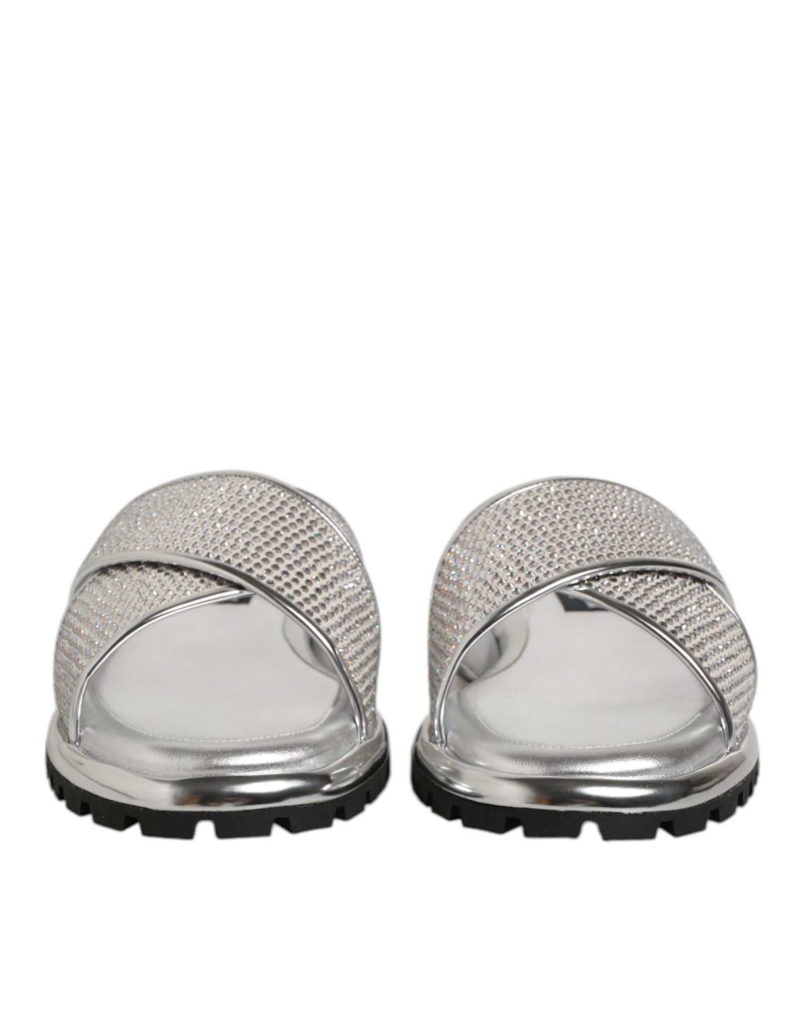 Dolce & Gabbana zilverkleurig Strass Slides Flats slippers Shoes