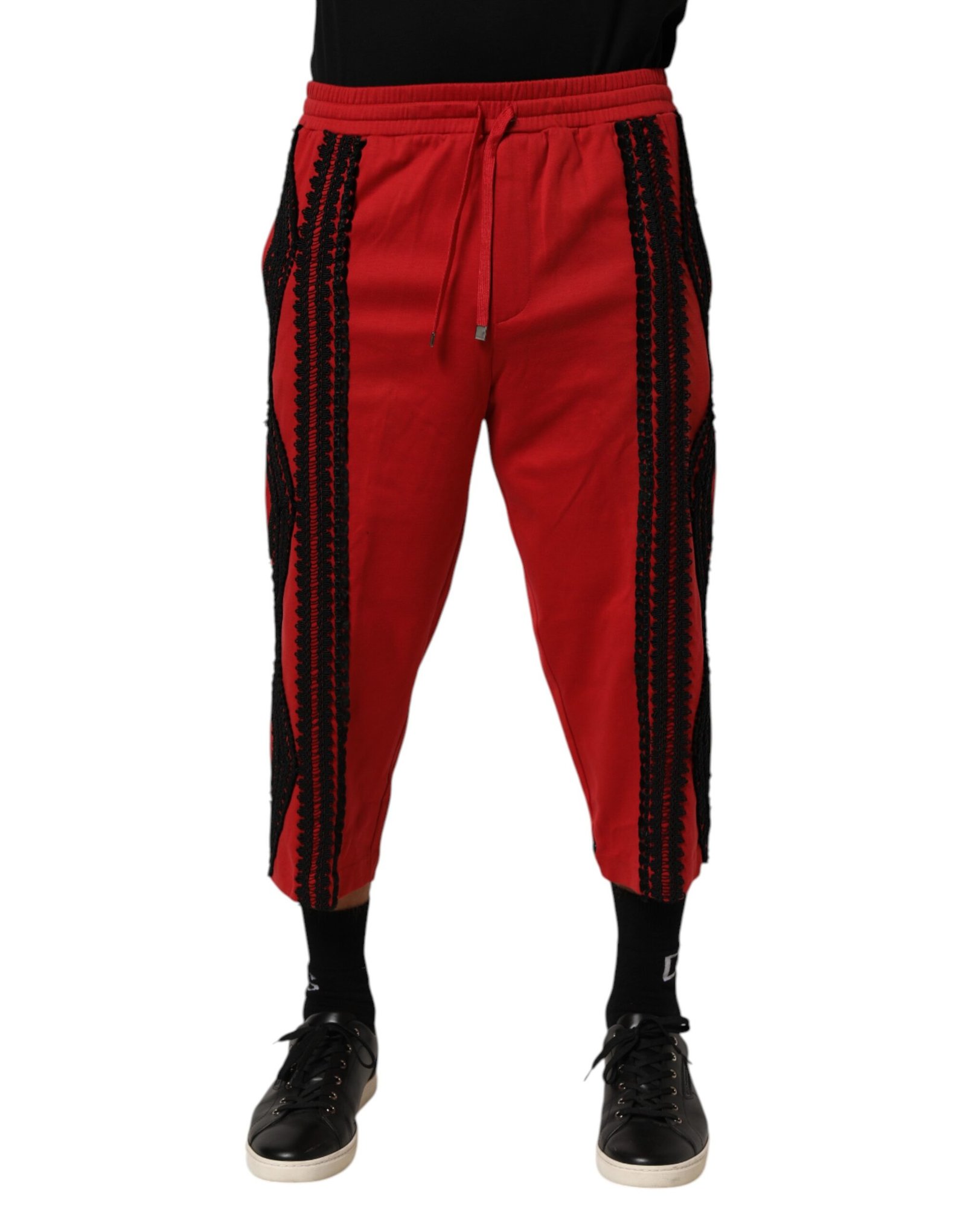 Dolce & Gabbana rood Embroidered Casual Cropped Trouser broek