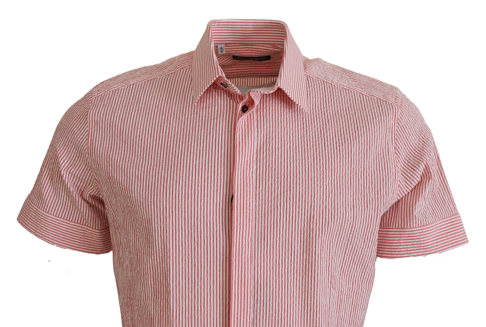 Dolce & Gabbana rood wit Striped katoenen Short Sleeve overhemd