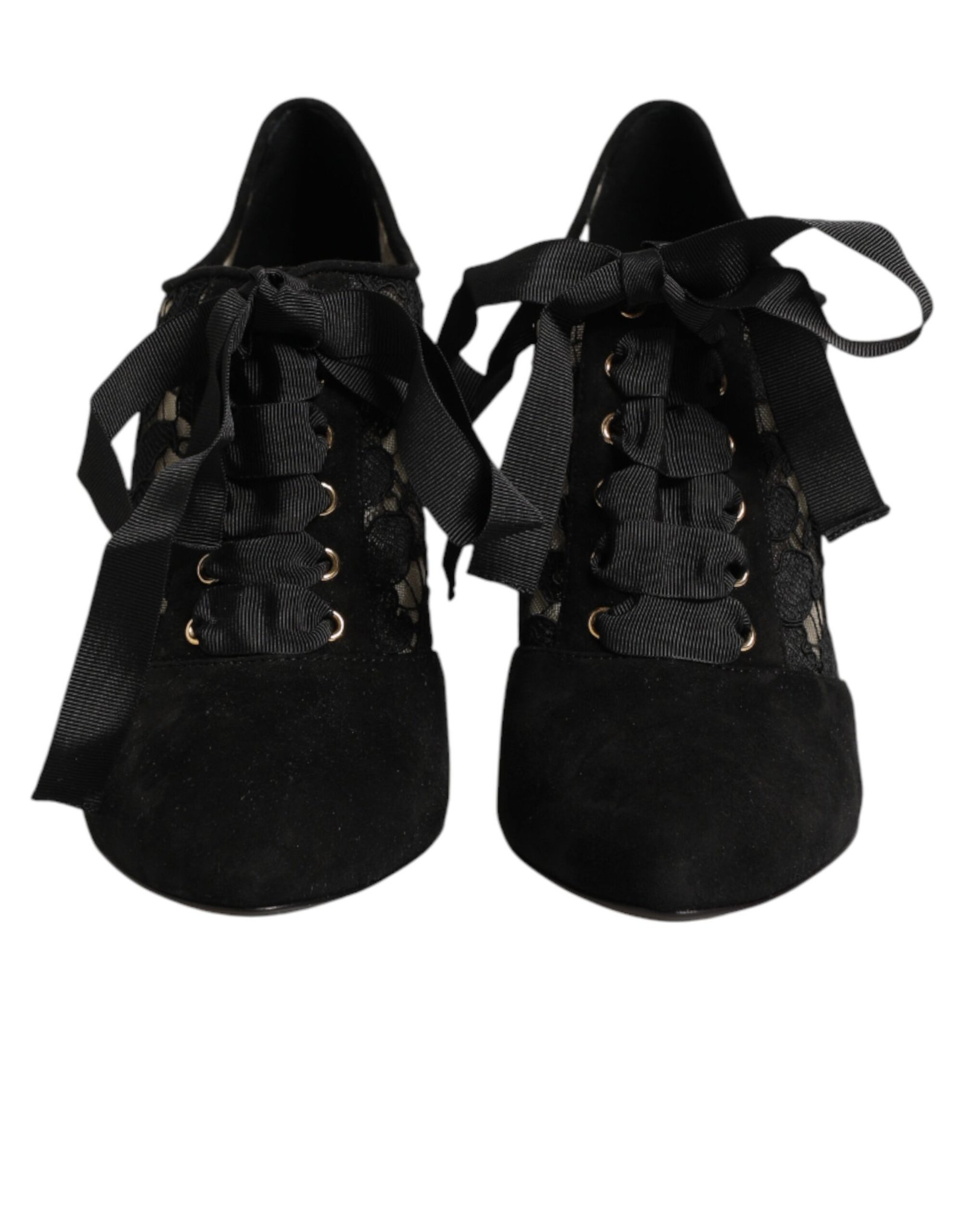 Dolce & Gabbana zwart Floral High Heels LACE-UPS pumps Shoes