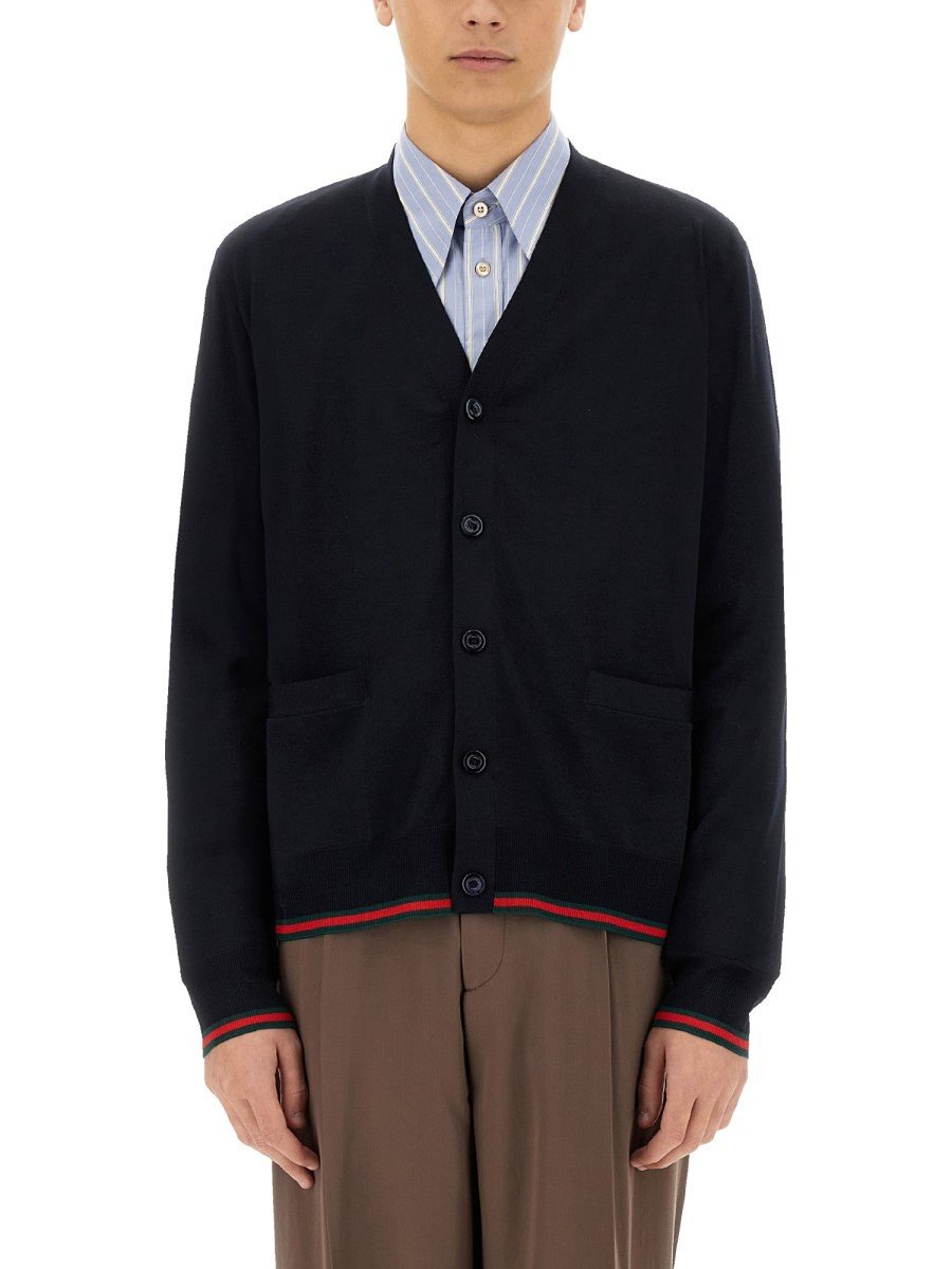 Gucci Knitted wollen gilet met Web dessin