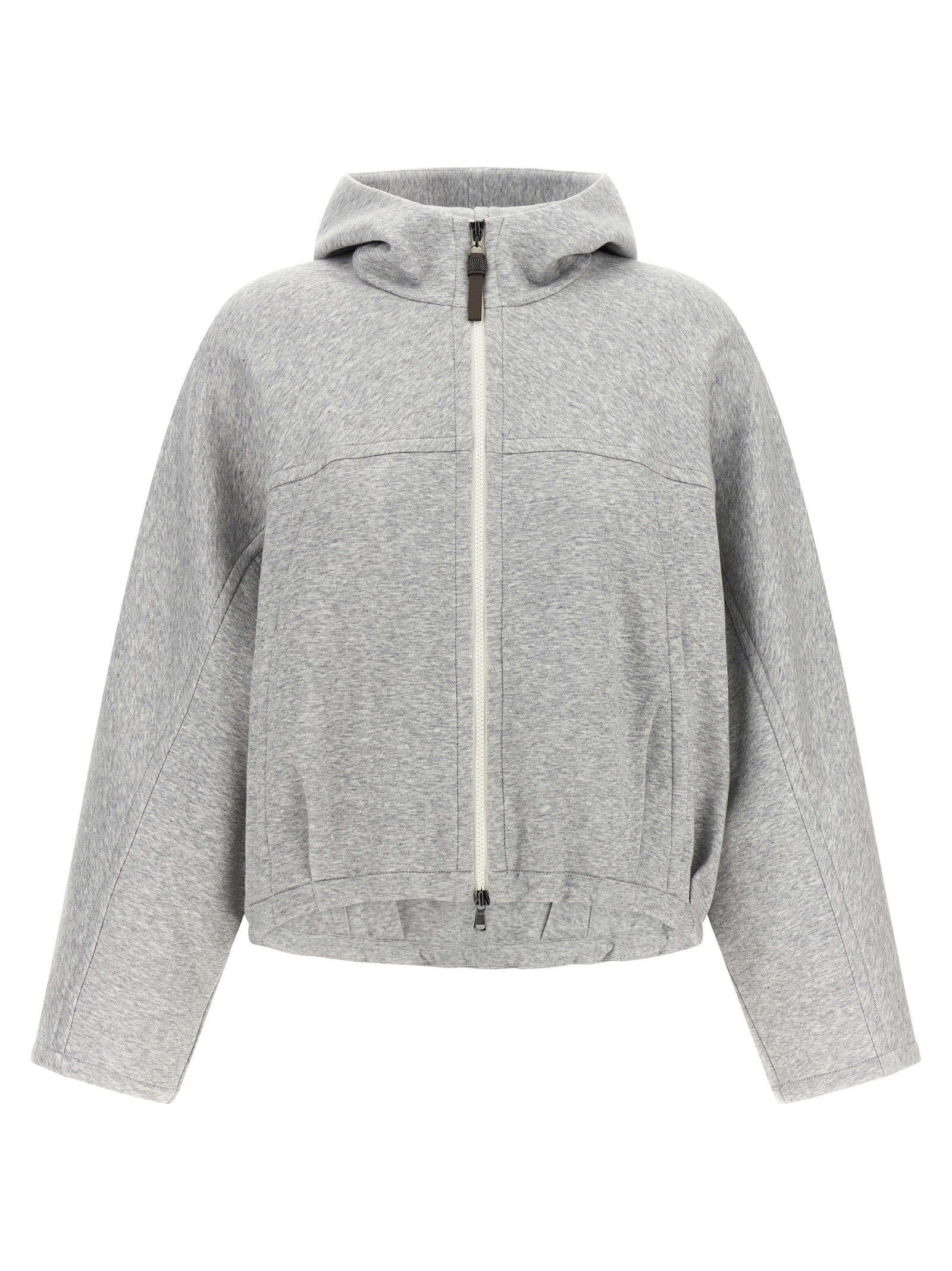 Brunello Cucinelli Shiny ritssluiting Pull cropped hoodie
