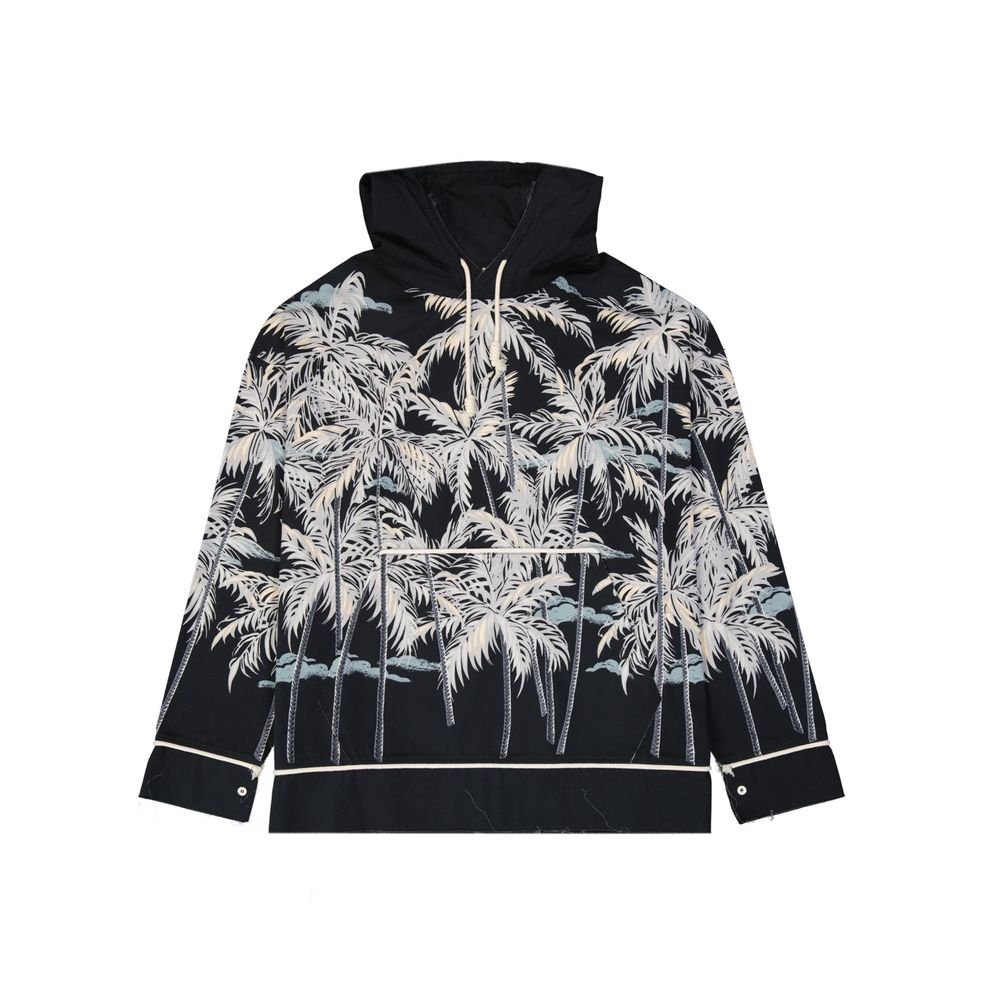 Palm Angels zwart katoenen dessin overhemd