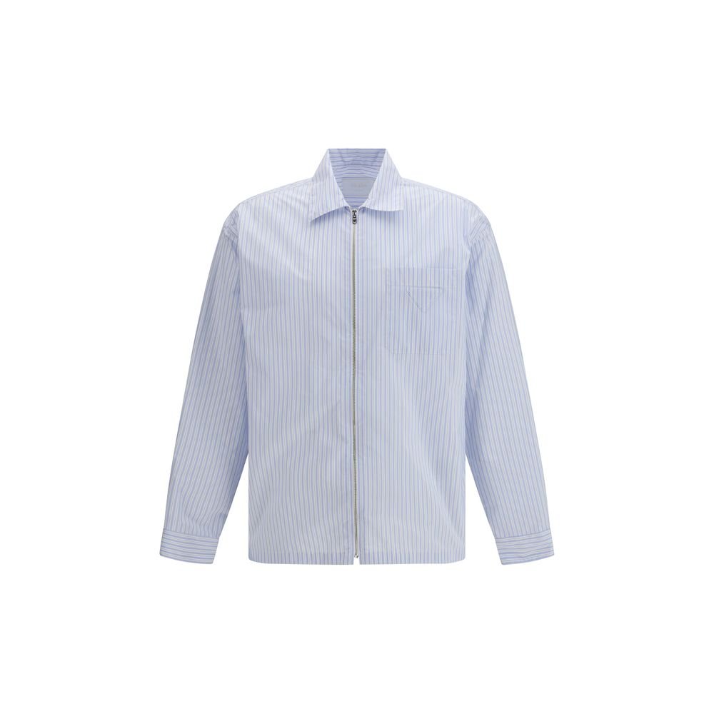 Prada blauw polyamide dessin overhemd