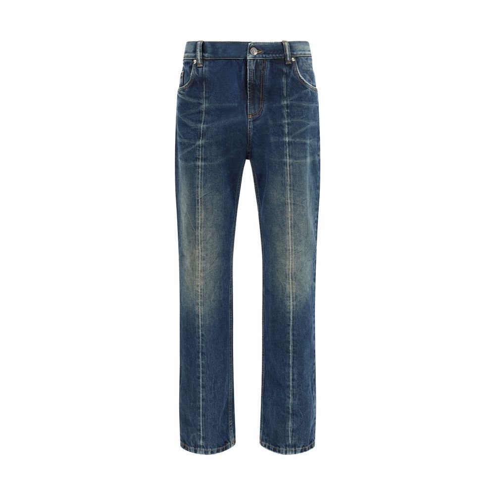 Versace blauw katoenen straight-fit jeans