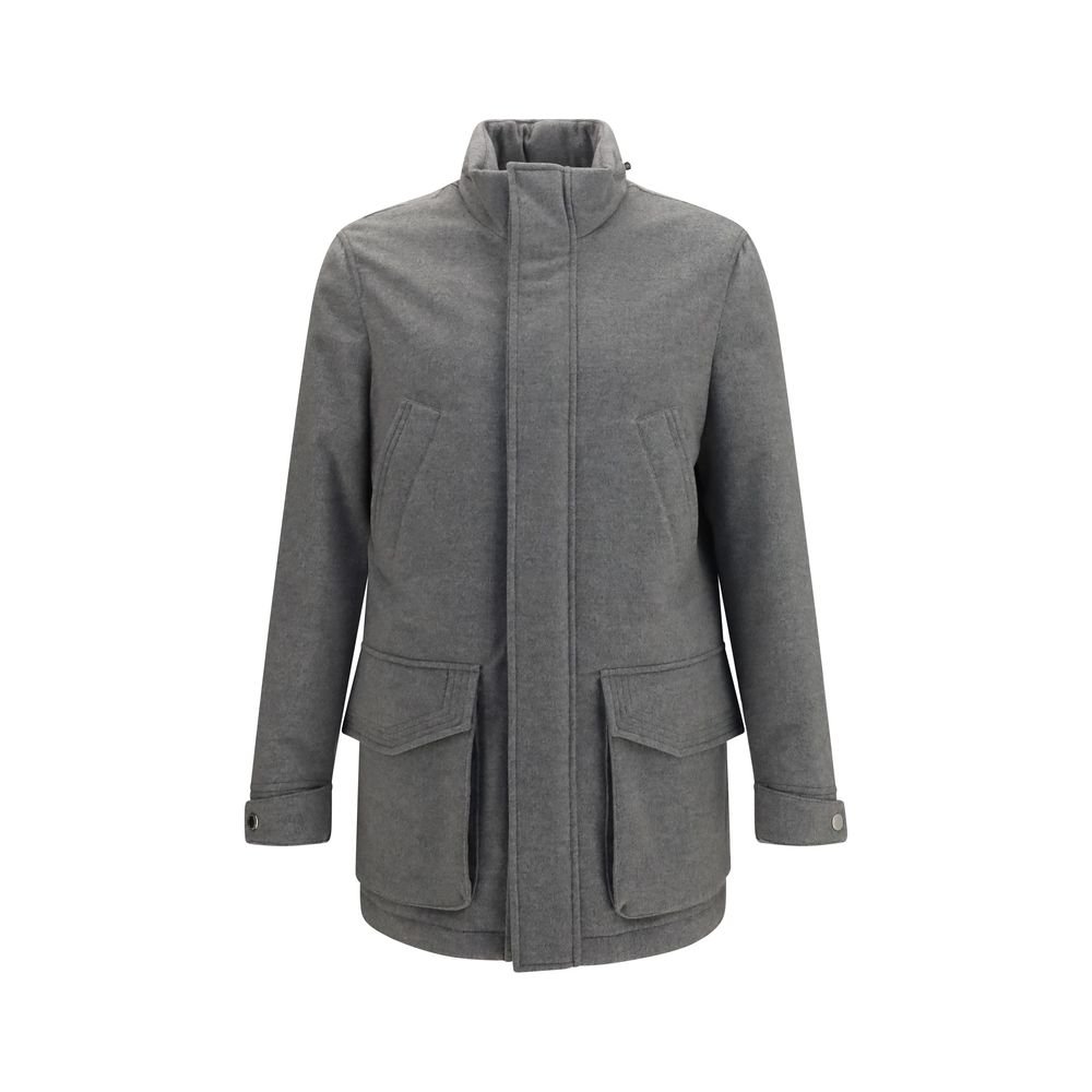 Brunello Cucinelli grijs kasjmieren lange jas