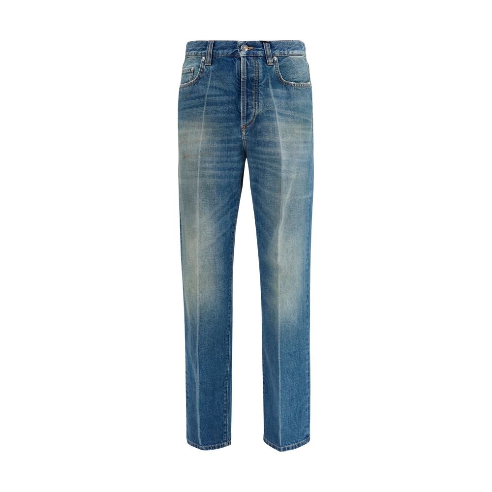 Versace blauw katoenen straight-fit jeans