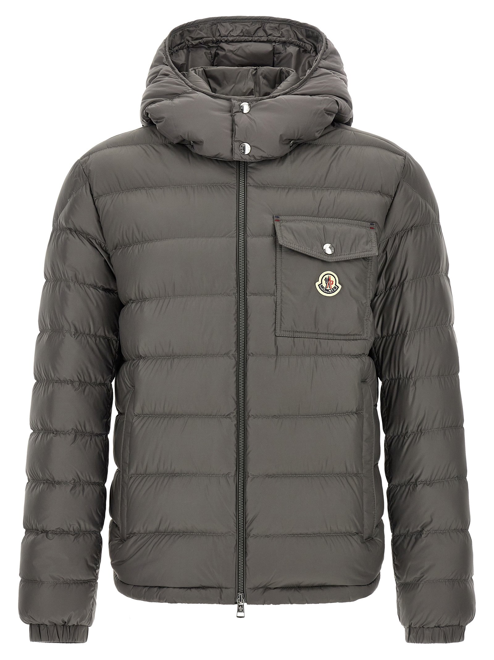 Moncler grijs polyamide lange jas