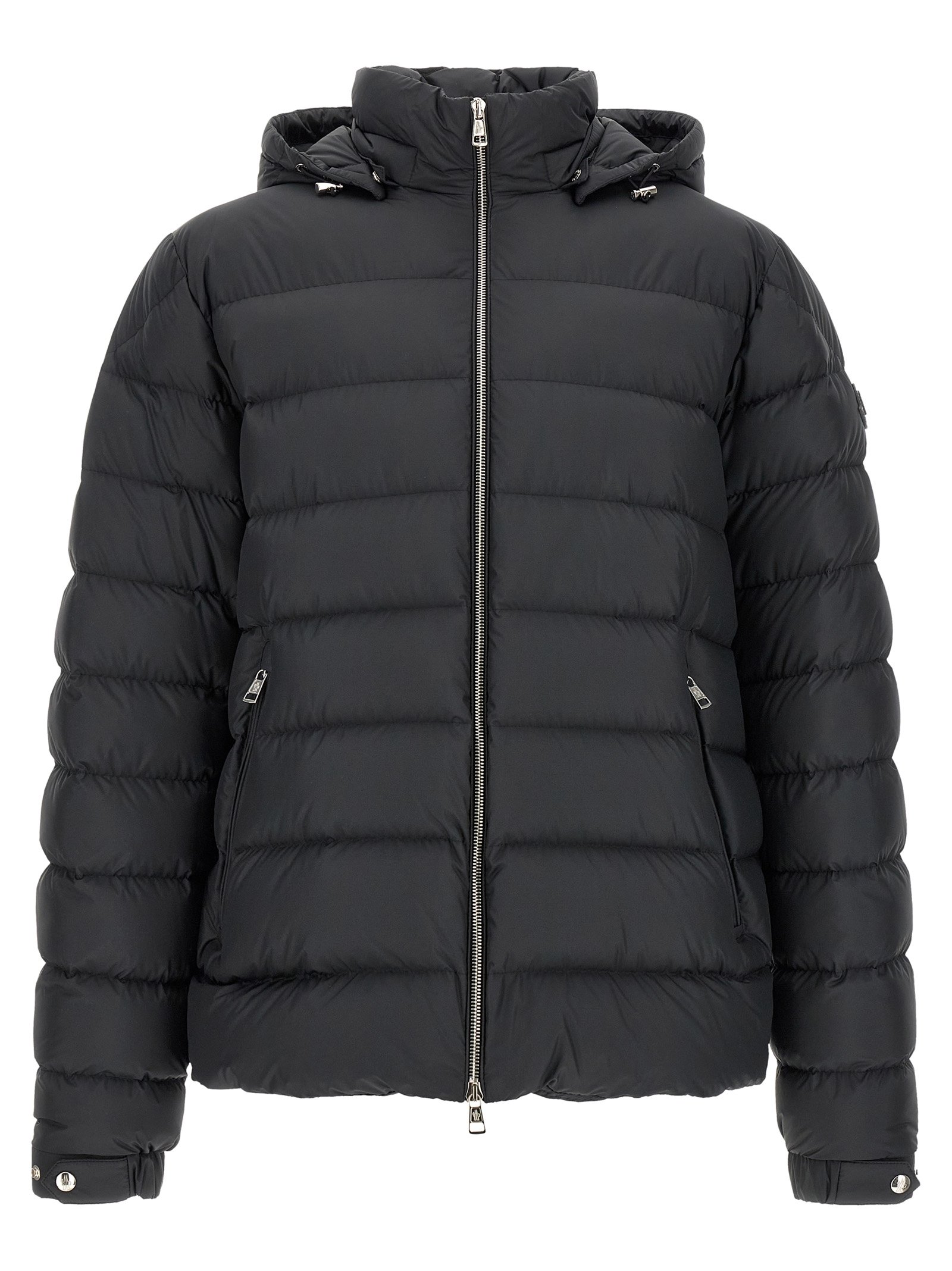 Moncler zwart polyester lange jas