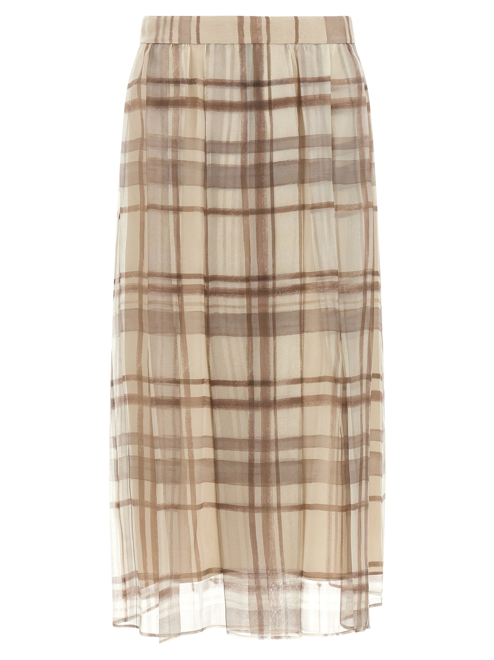 Brunello Cucinelli Beige zijden Midi rok